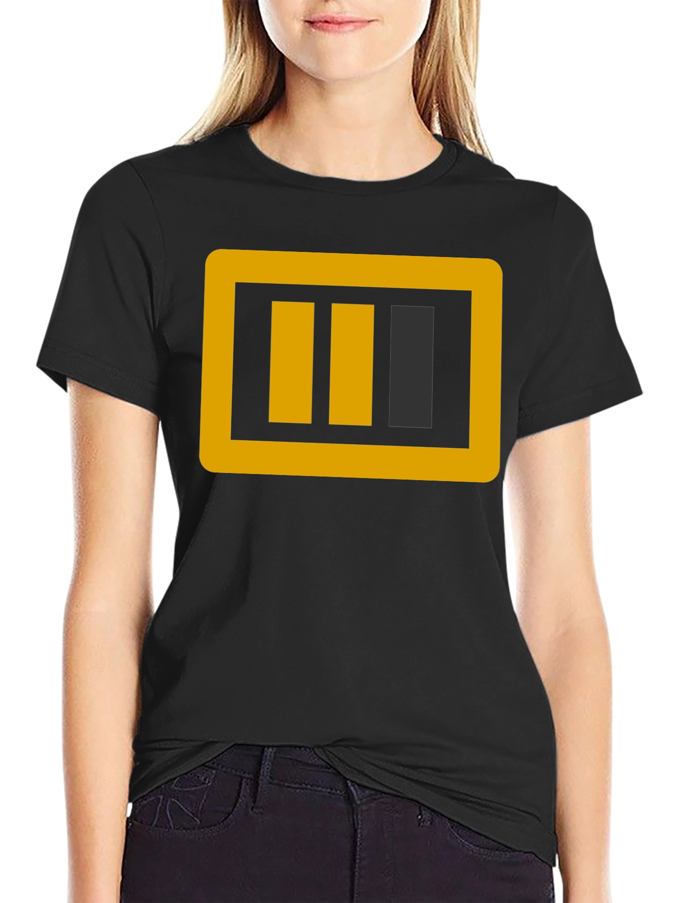 Graphic Tee: Bold Battery Design Black T-Shirt