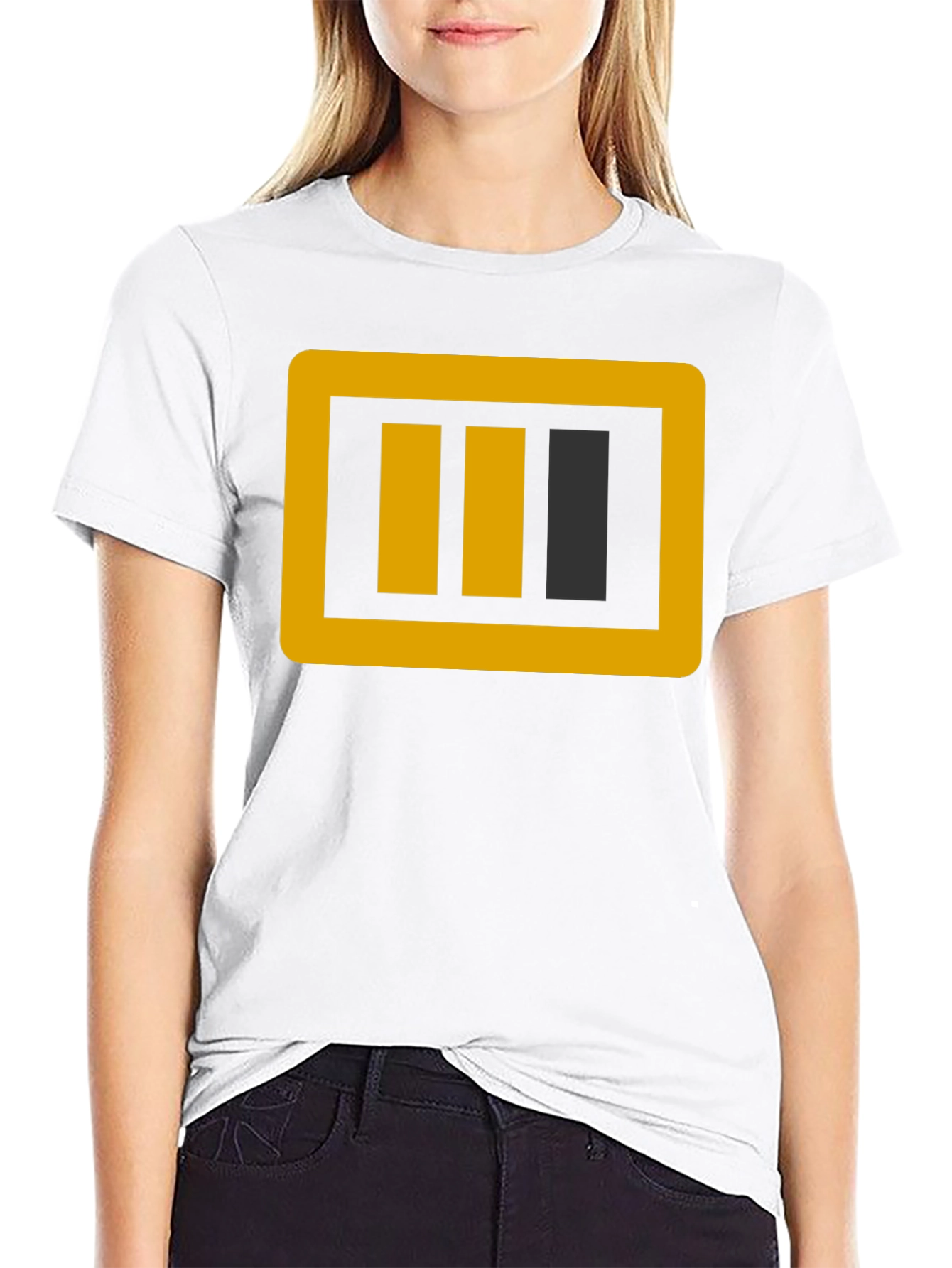Graphic Tee: Bold Battery Design Black T-Shirt