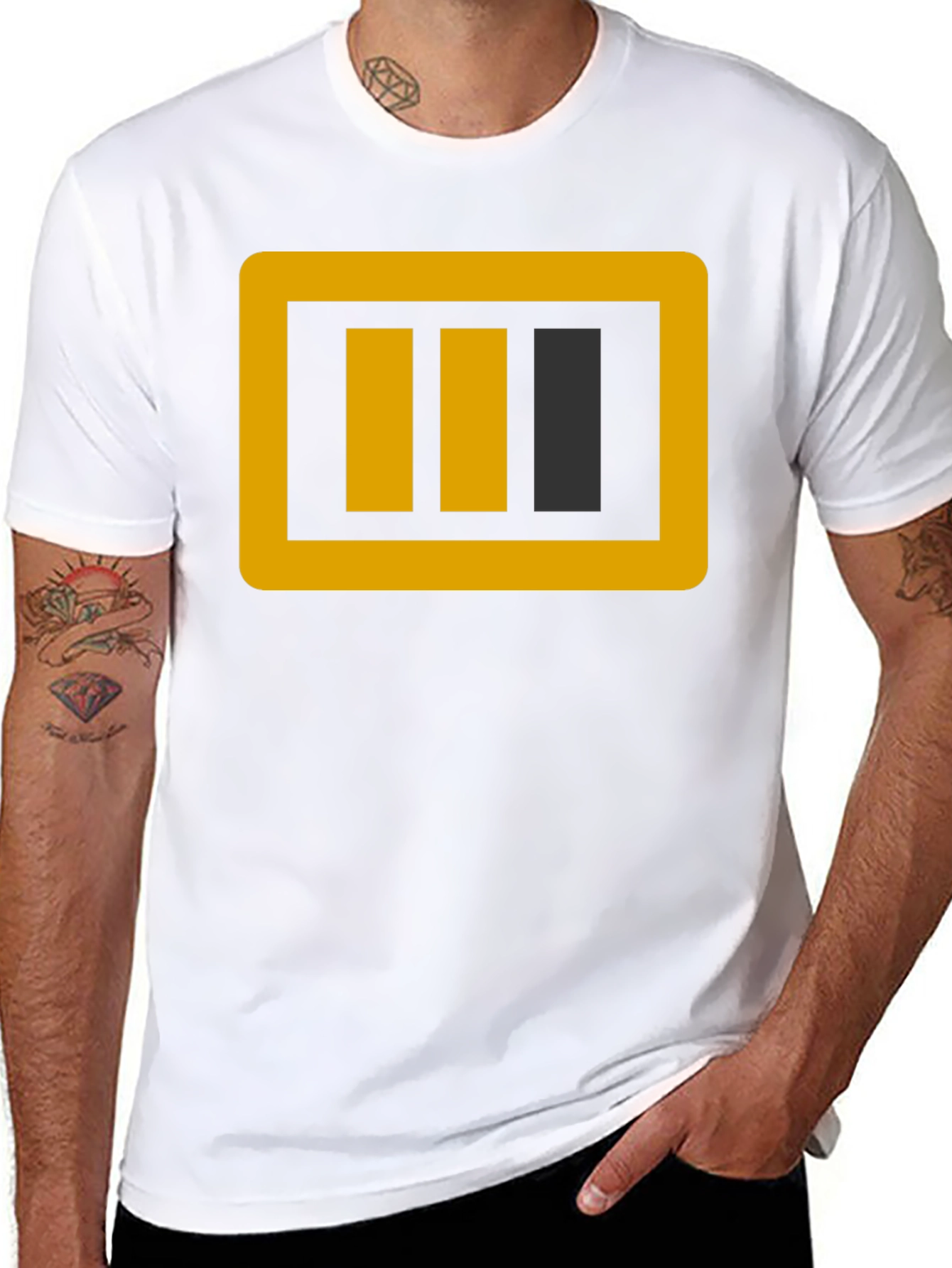 Graphic Tee: Bold Battery Design Black T-Shirt