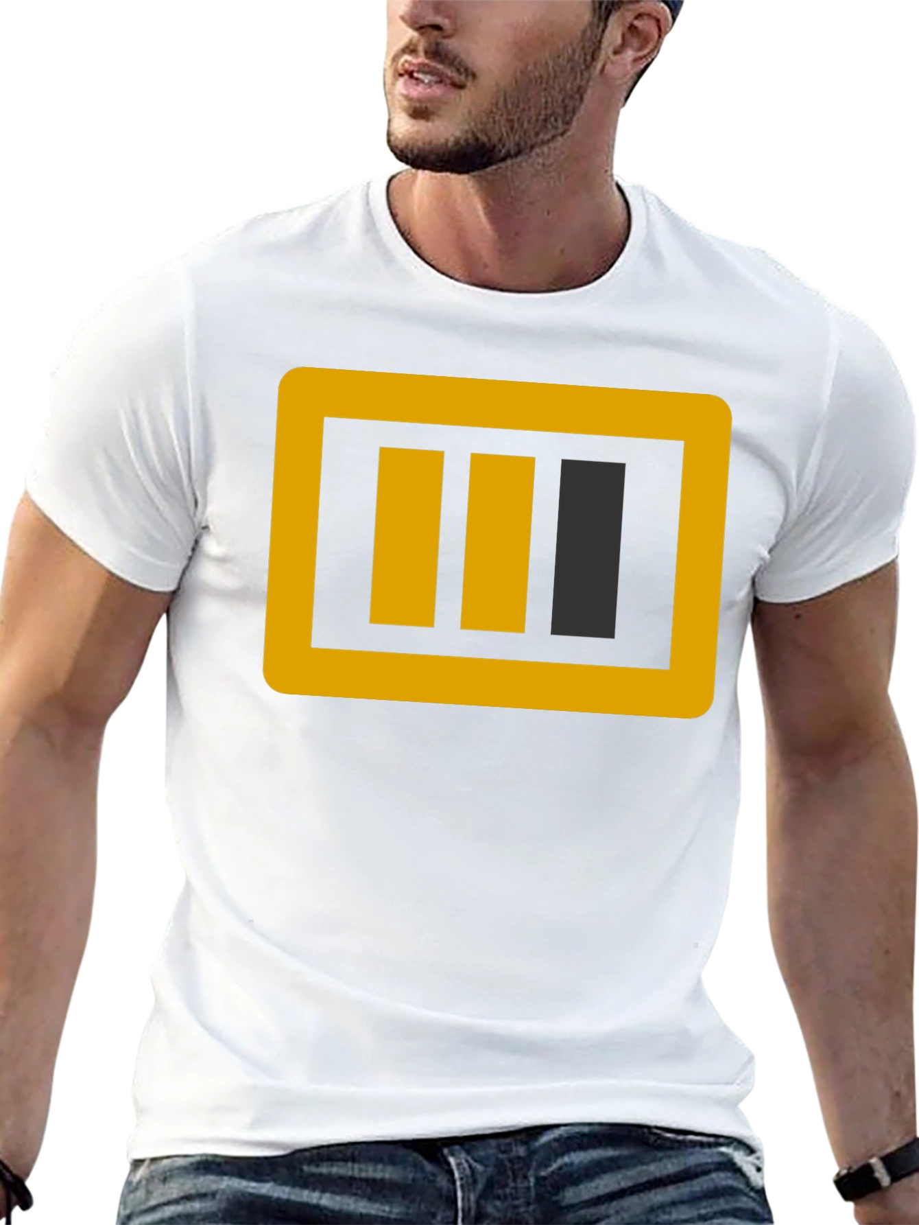 Graphic Tee: Bold Battery Design Black T-Shirt