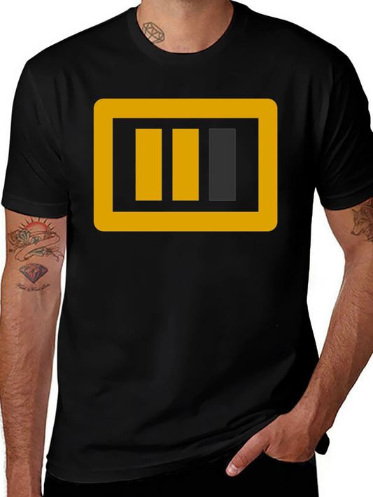 Graphic Tee: Bold Battery Design Black T-Shirt