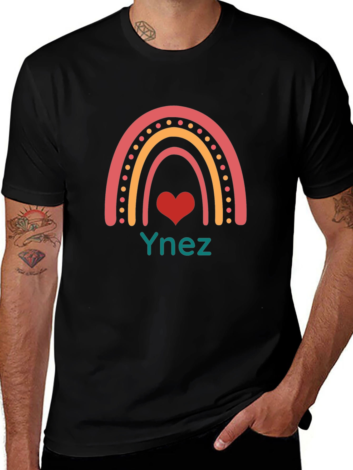 Rainbow Heart Ynez T-Shirt - Black