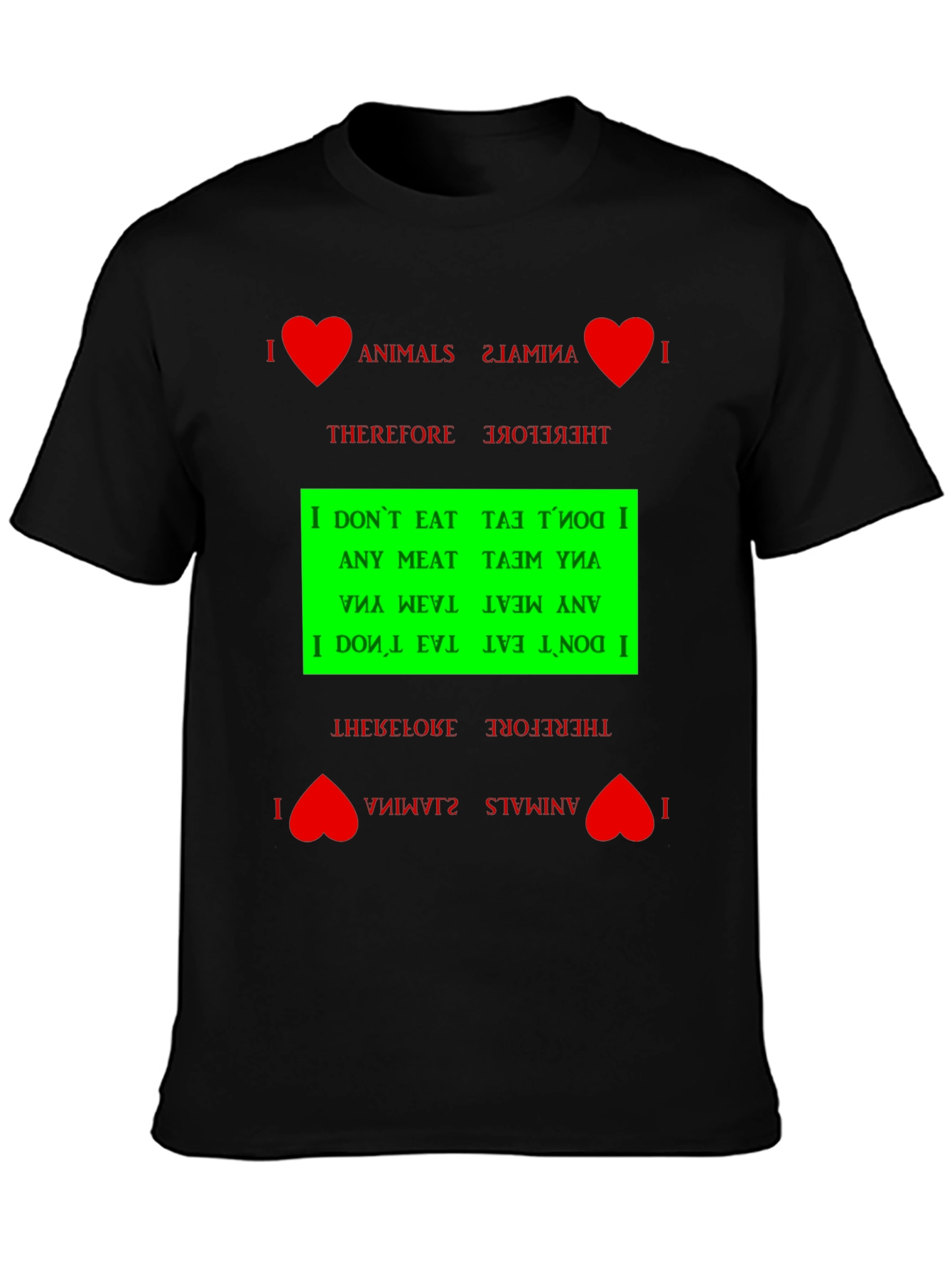 I Love Animals Vegan Graphic T-Shirt