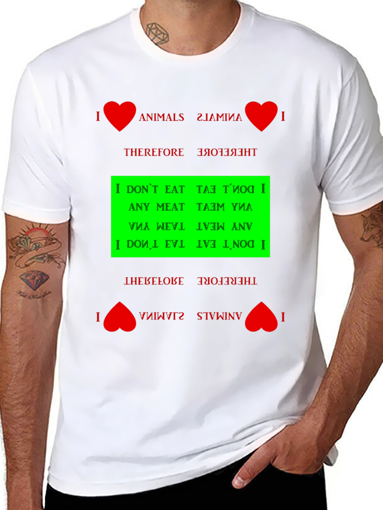 I Love Animals Vegan Graphic T-Shirt