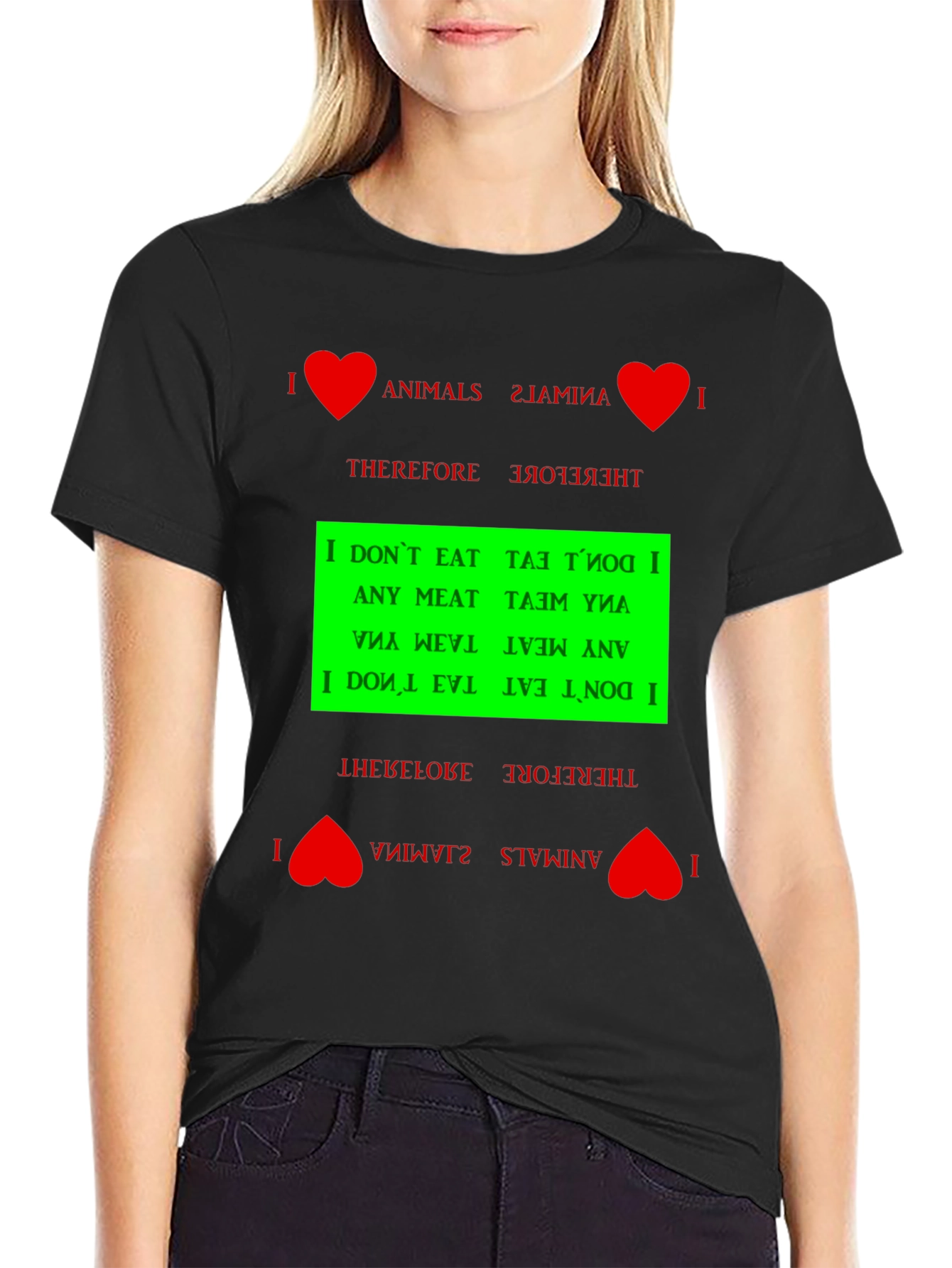 I Love Animals Vegan Graphic T-Shirt