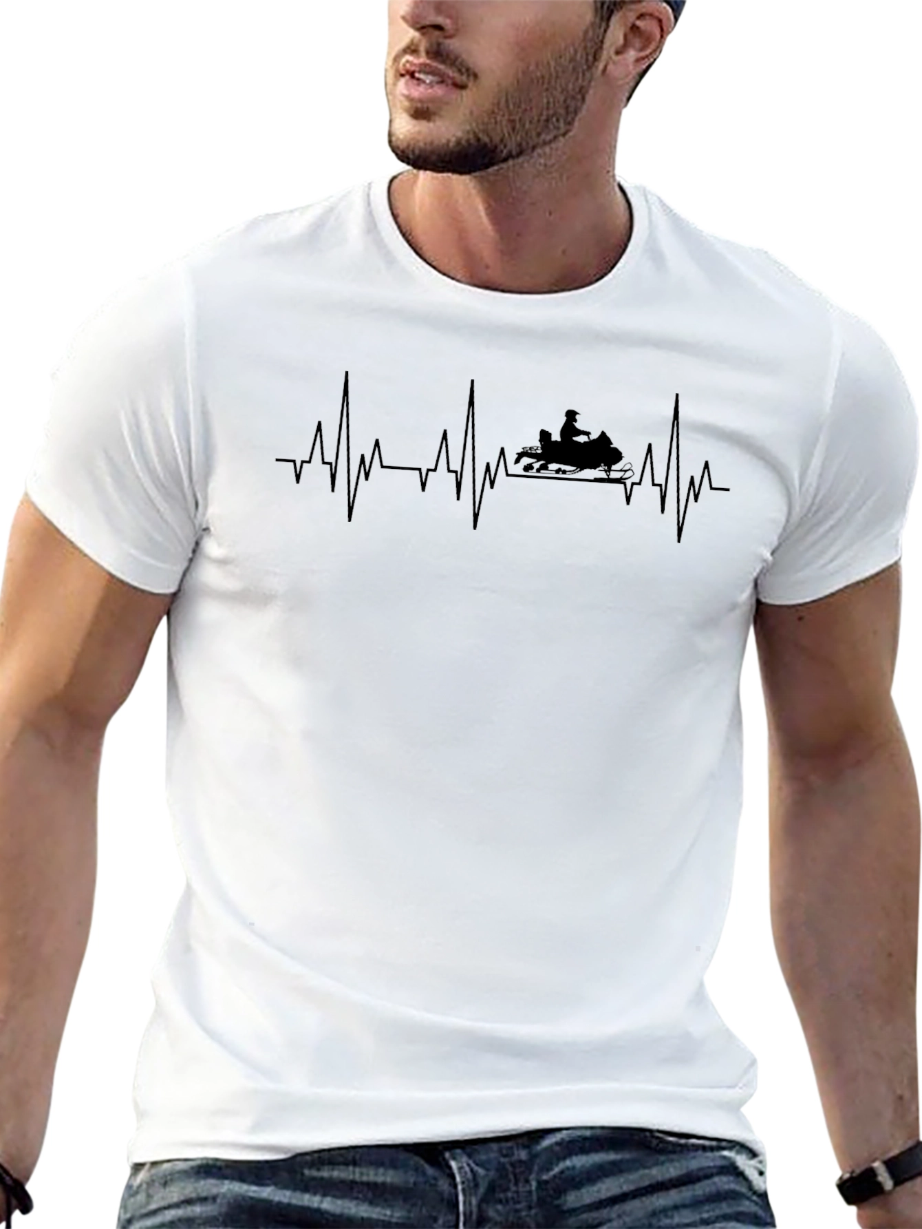 Snowmobile Heartbeat T-Shirt - Black