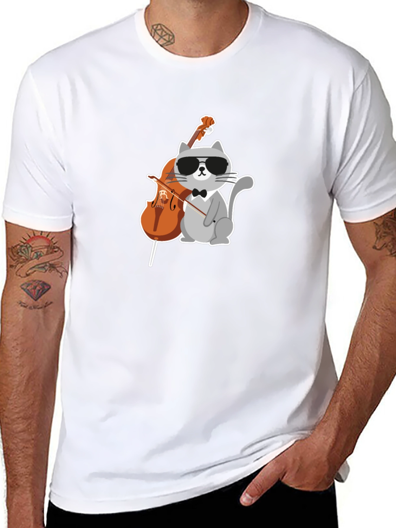 Cool Cat Cello Player Graphic Tee