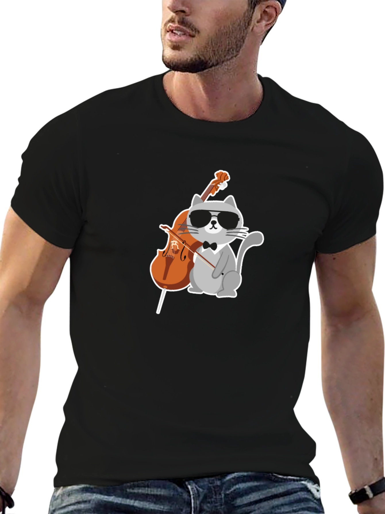 Cool Cat Cello Player Graphic Tee