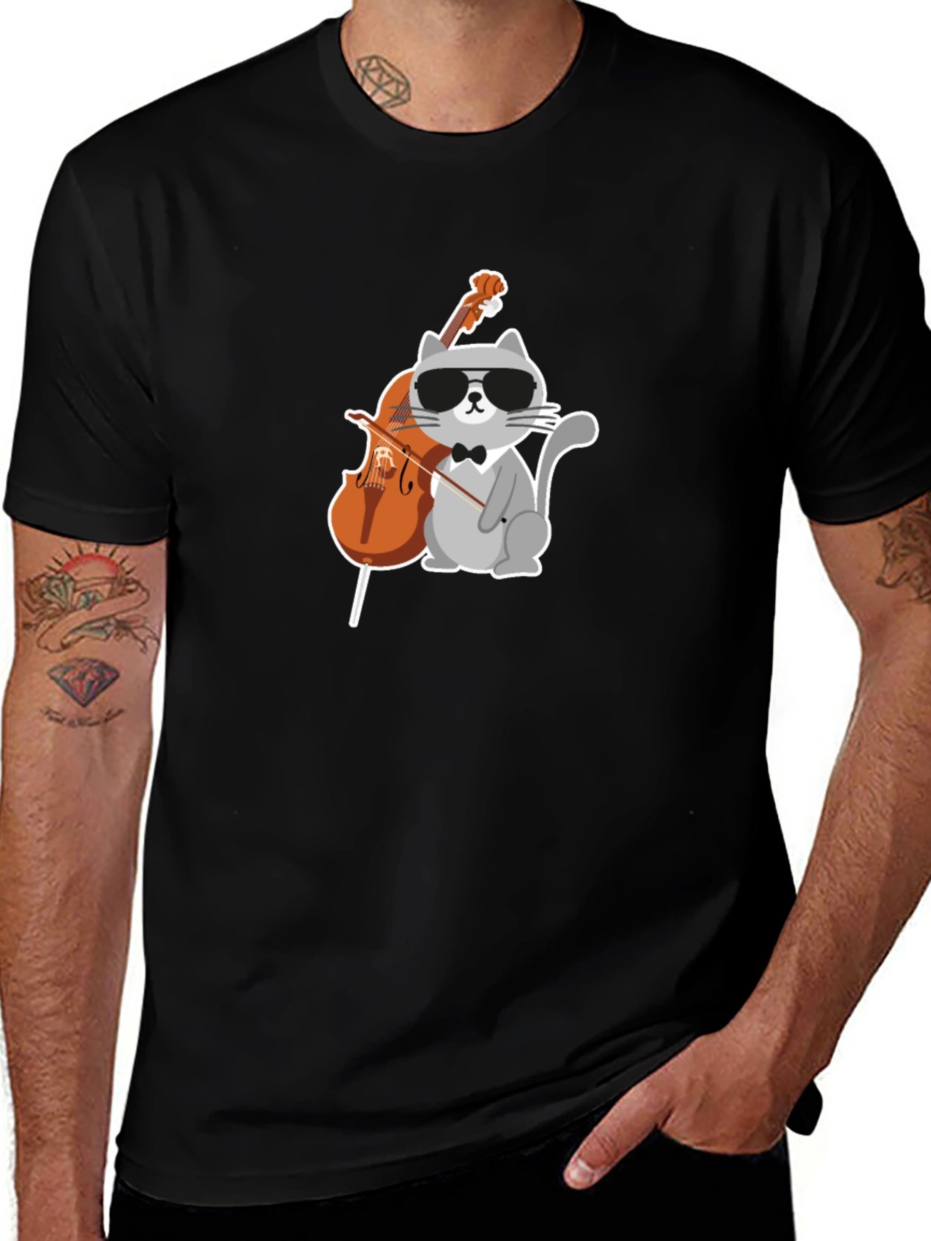 Cool Cat Cello Player Graphic Tee