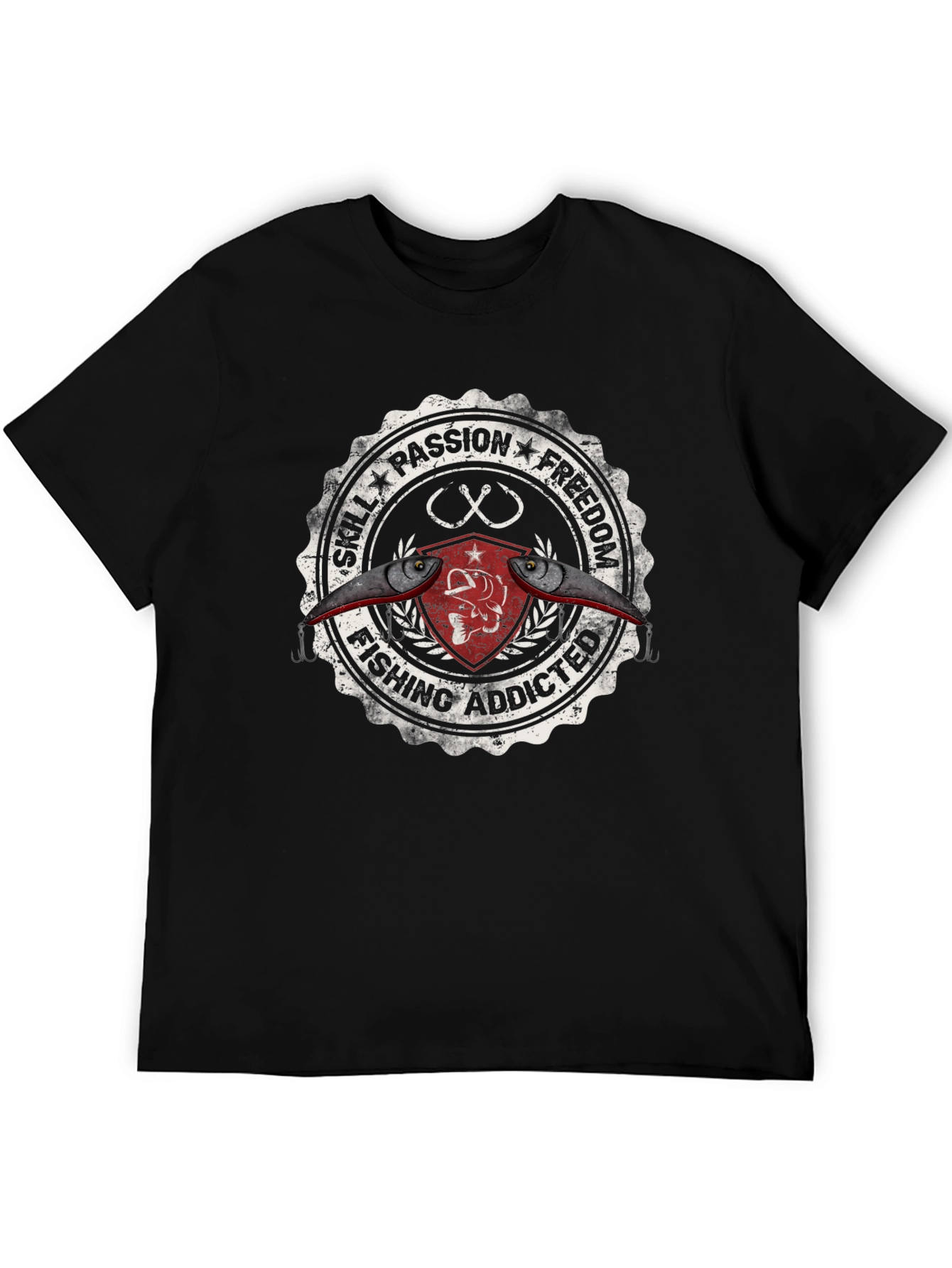 Fishing Addicted Graphic Tee - Skill Passion Freedom