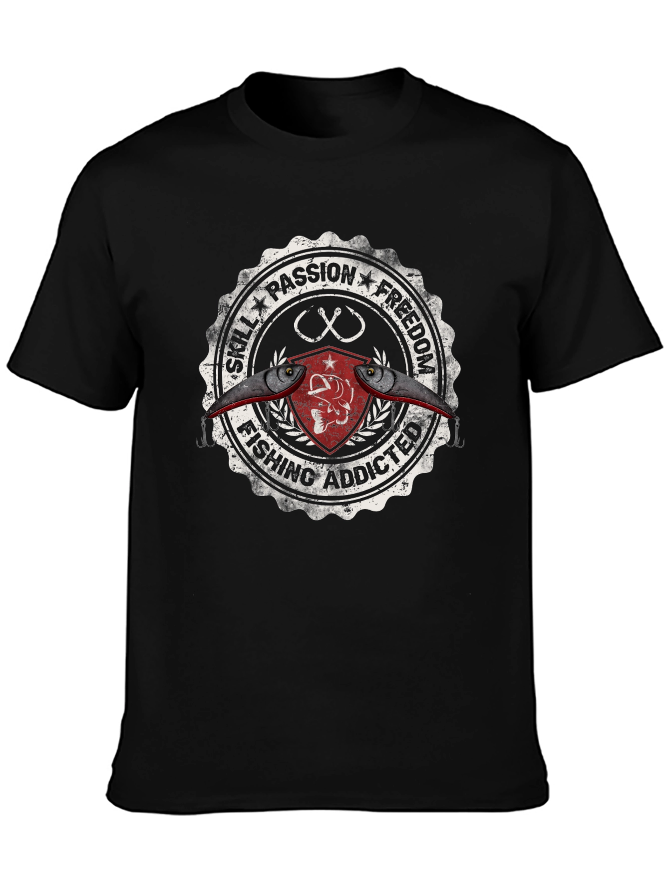Fishing Addicted Graphic Tee - Skill Passion Freedom