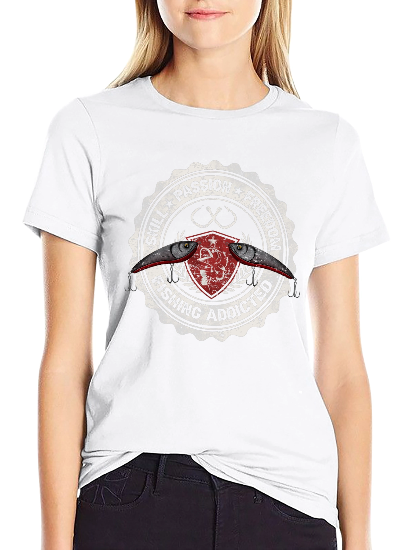 Fishing Addicted Graphic Tee - Skill Passion Freedom