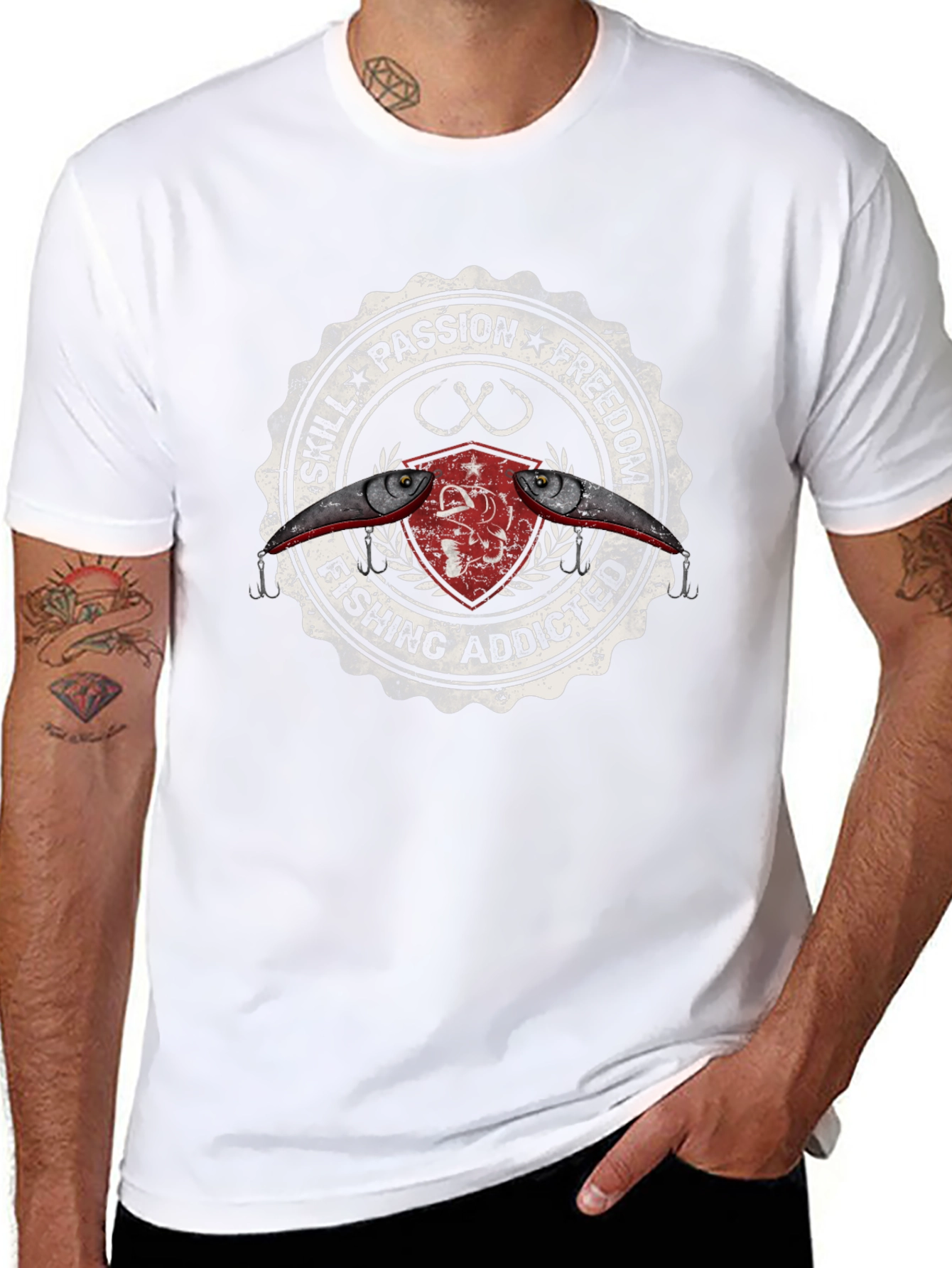 Fishing Addicted Graphic Tee - Skill Passion Freedom