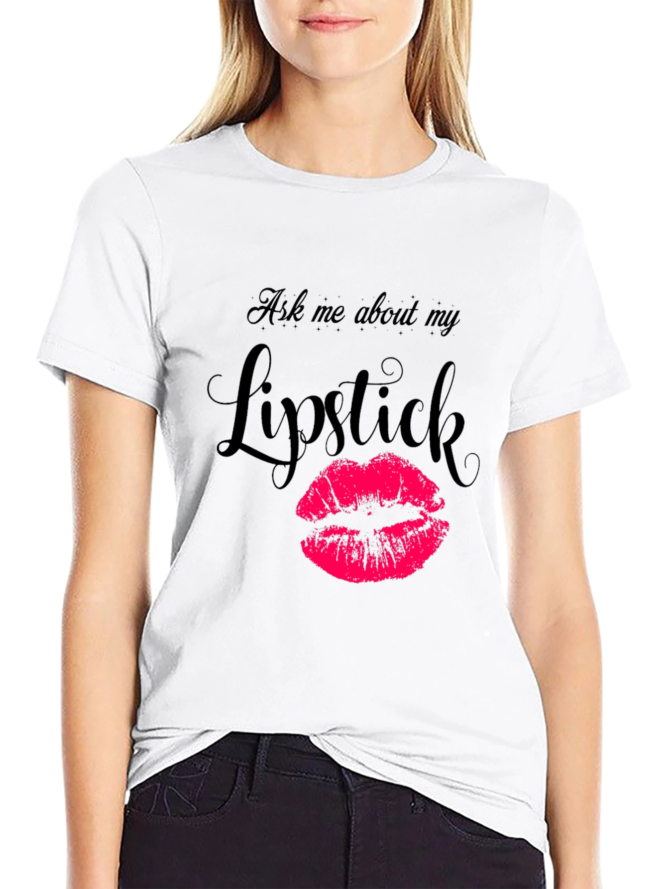 Ask Me About My Lipstick Graphic Tee - Black