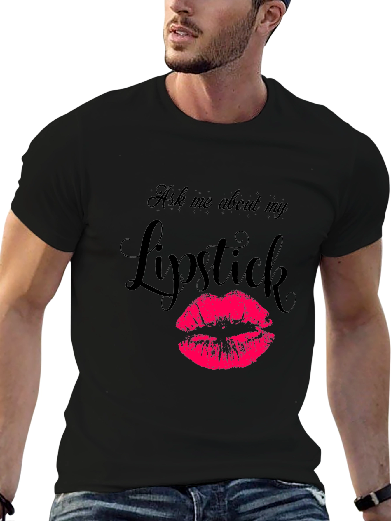 Ask Me About My Lipstick Graphic Tee - Black