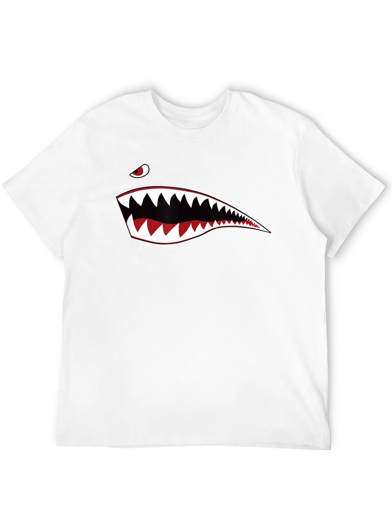 Shark Teeth Graphic Print Black T-Shirt