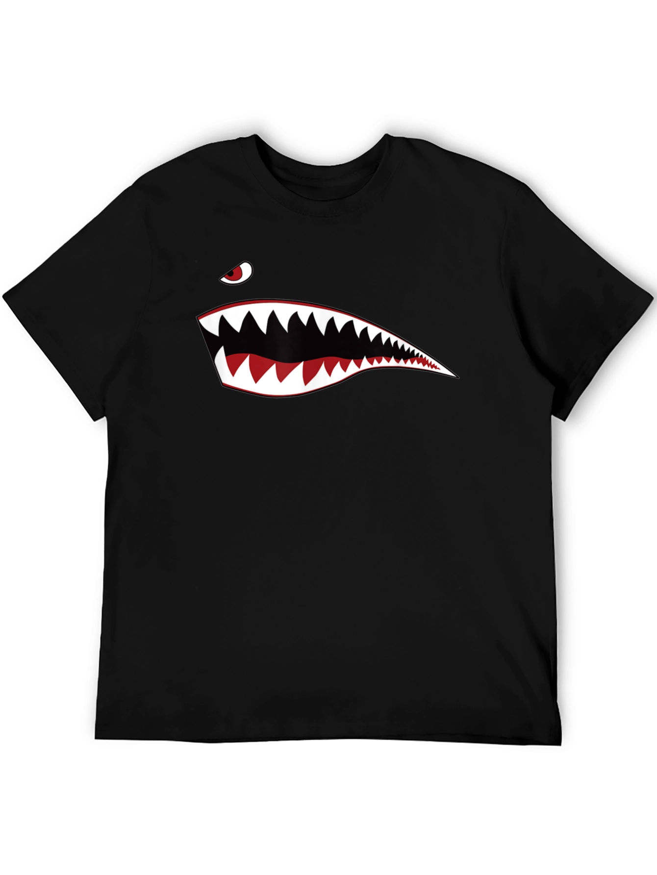 Shark Teeth Graphic Print Black T-Shirt