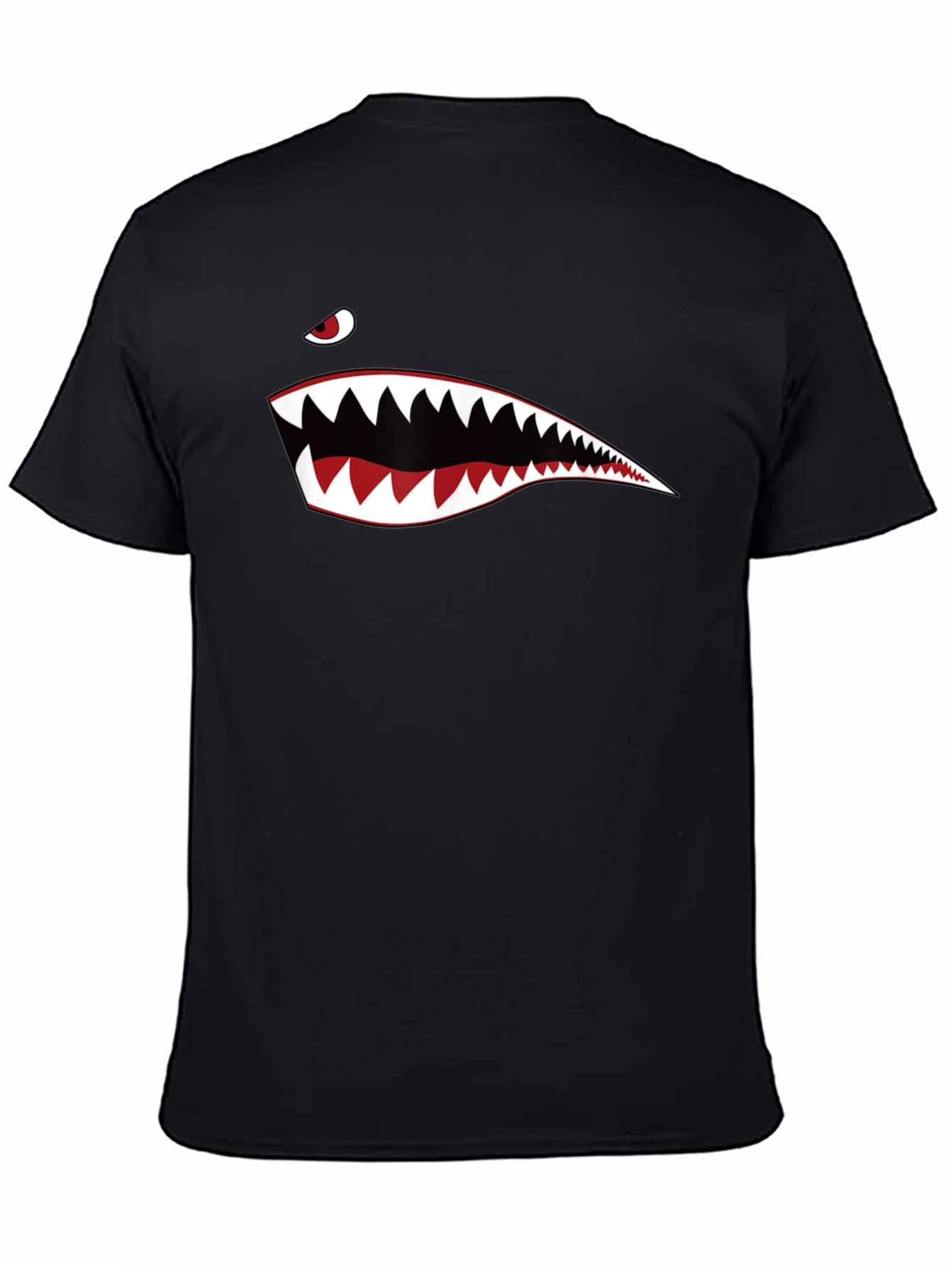 Shark Teeth Graphic Print Black T-Shirt