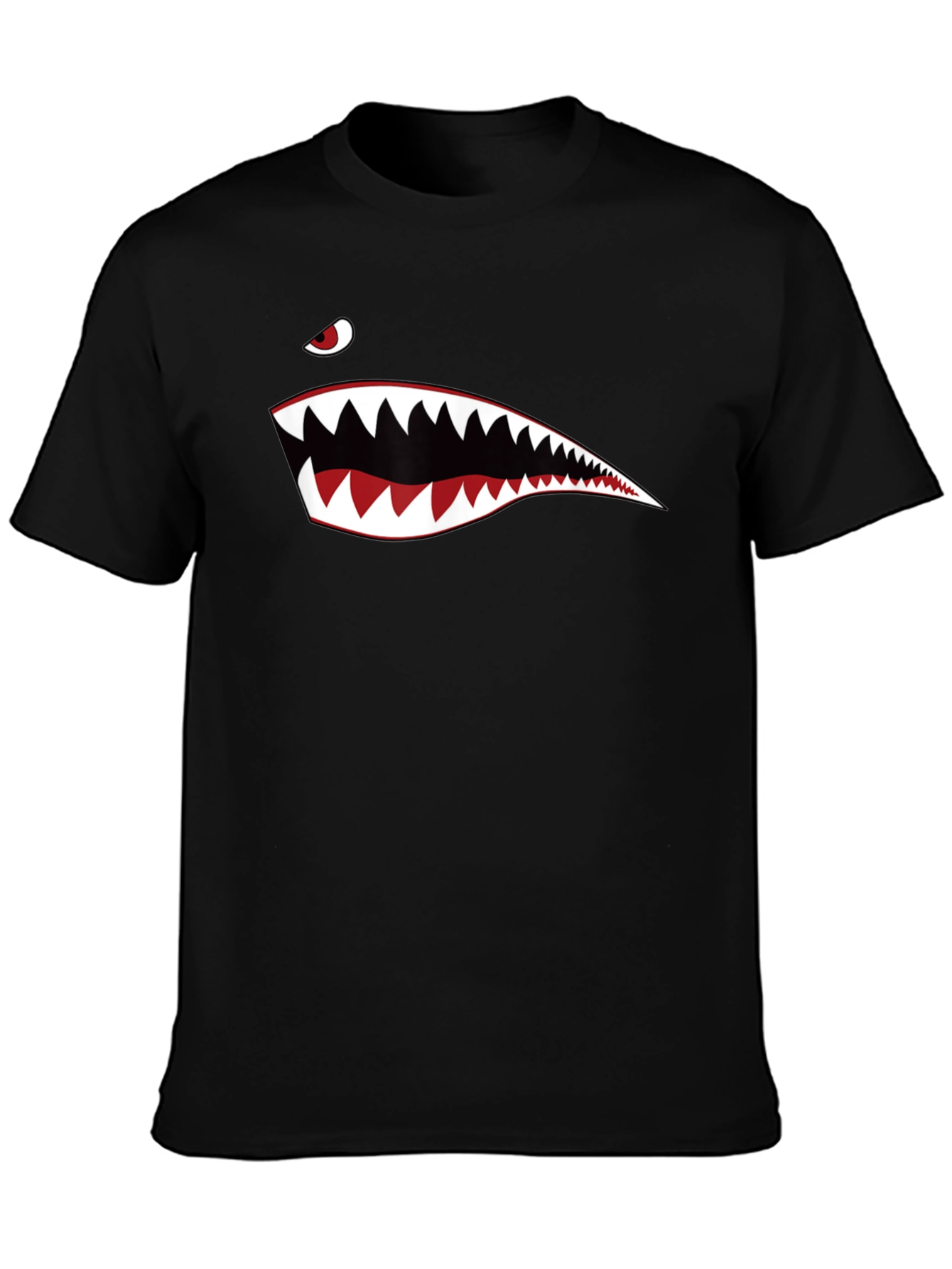 Shark Teeth Graphic Print Black T-Shirt