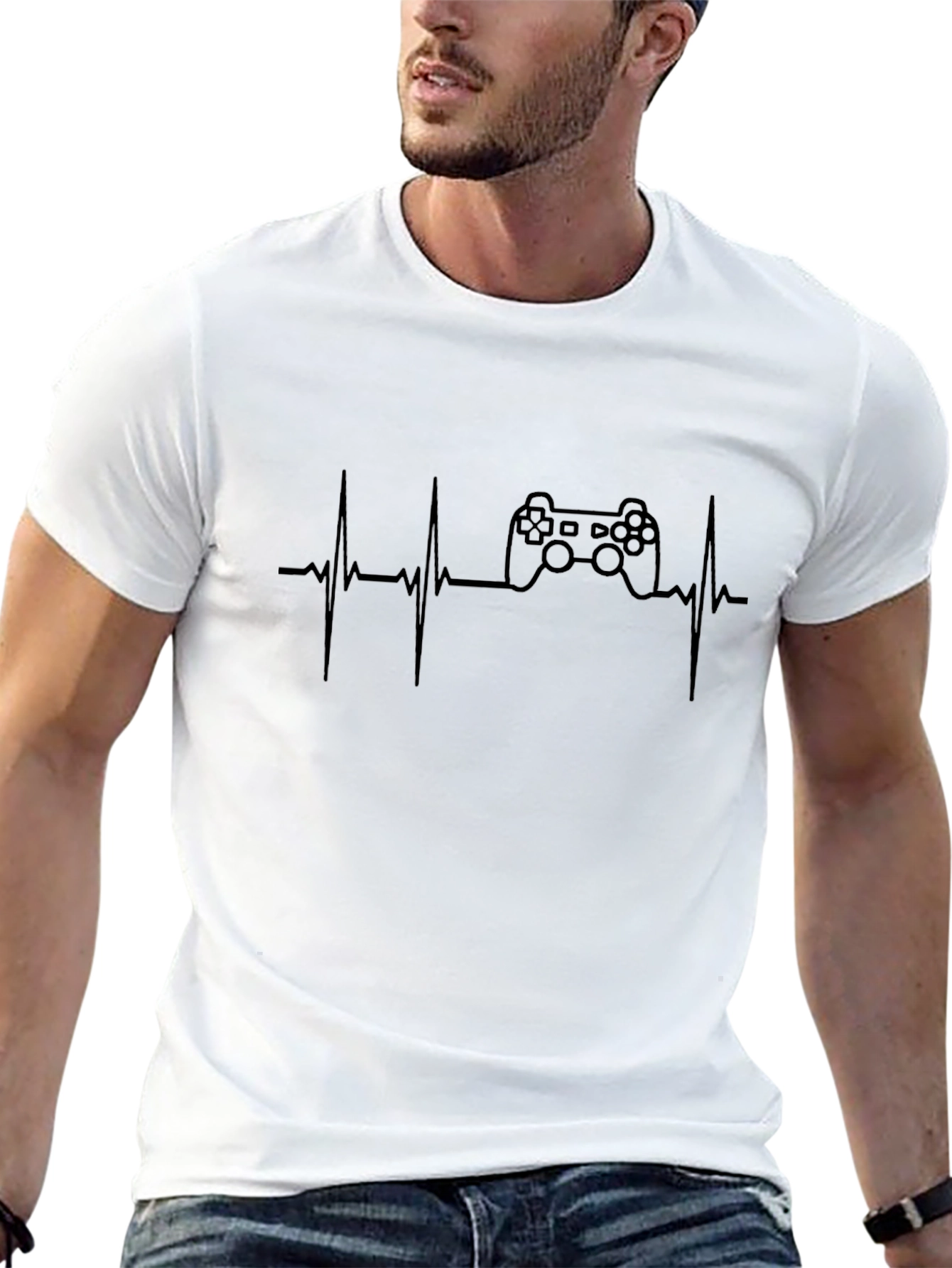 Gamer Heartbeat T-Shirt - Black Graphic Tee