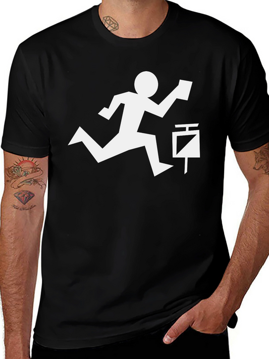 Orienteering T-Shirt - Runner Silhouette - Black Cotton Tee