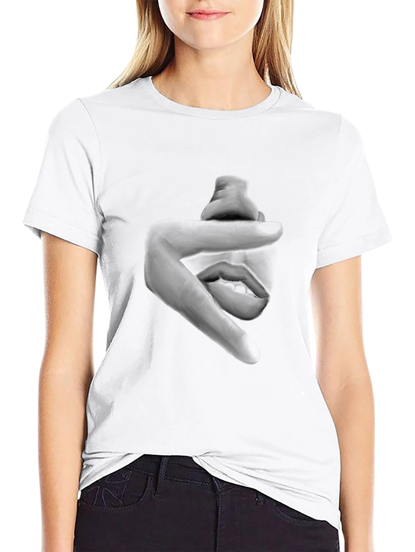 Abstract Face Graphic Black T-Shirt