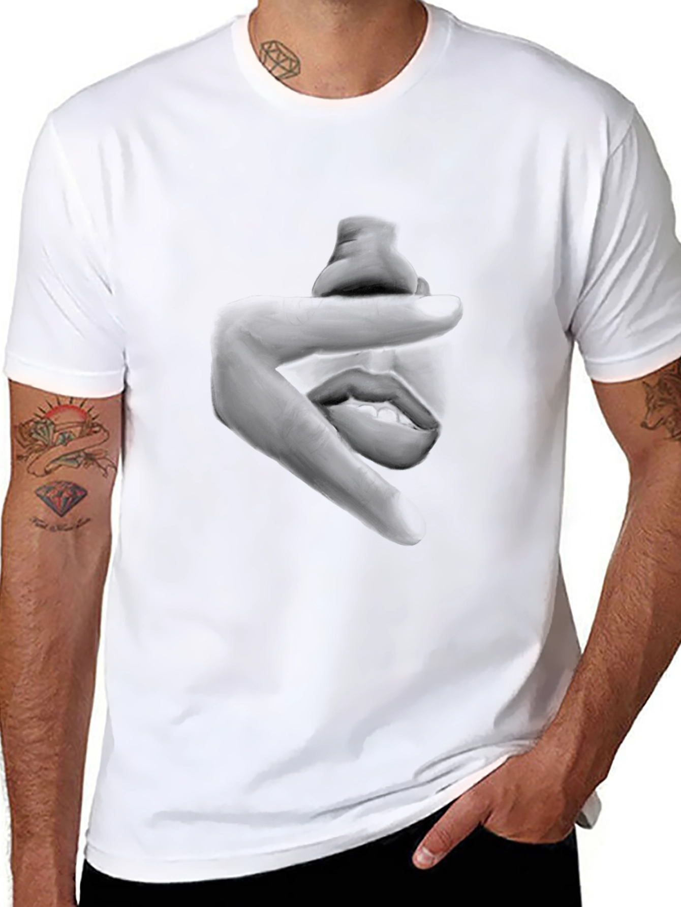 Abstract Face Graphic Black T-Shirt