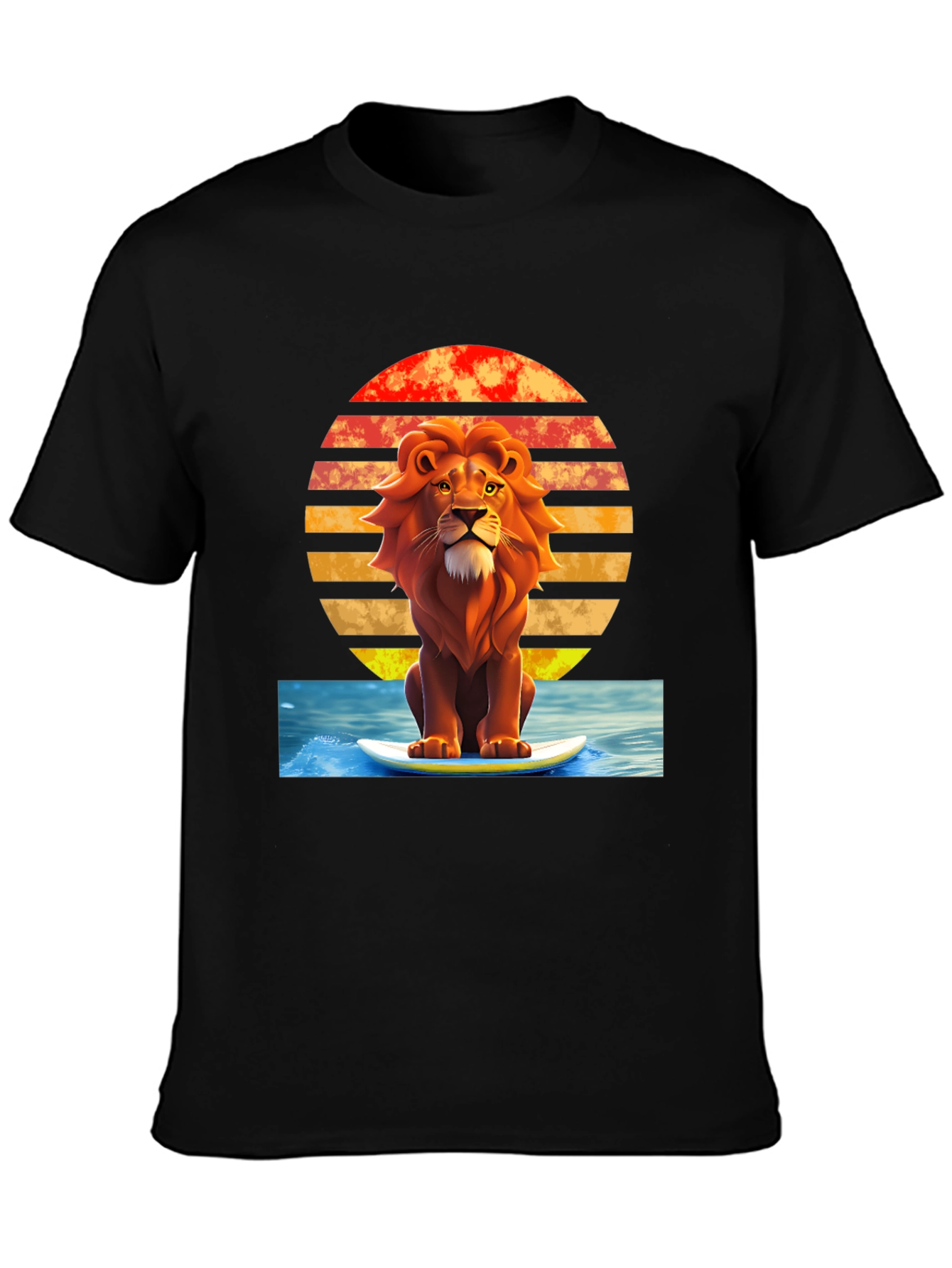 Lion Surfing T-Shirt - Retro Style