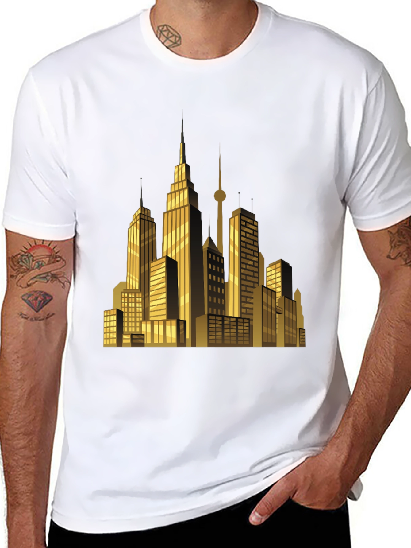 Cityscape Graphic T-Shirt - Sleek Black Tee