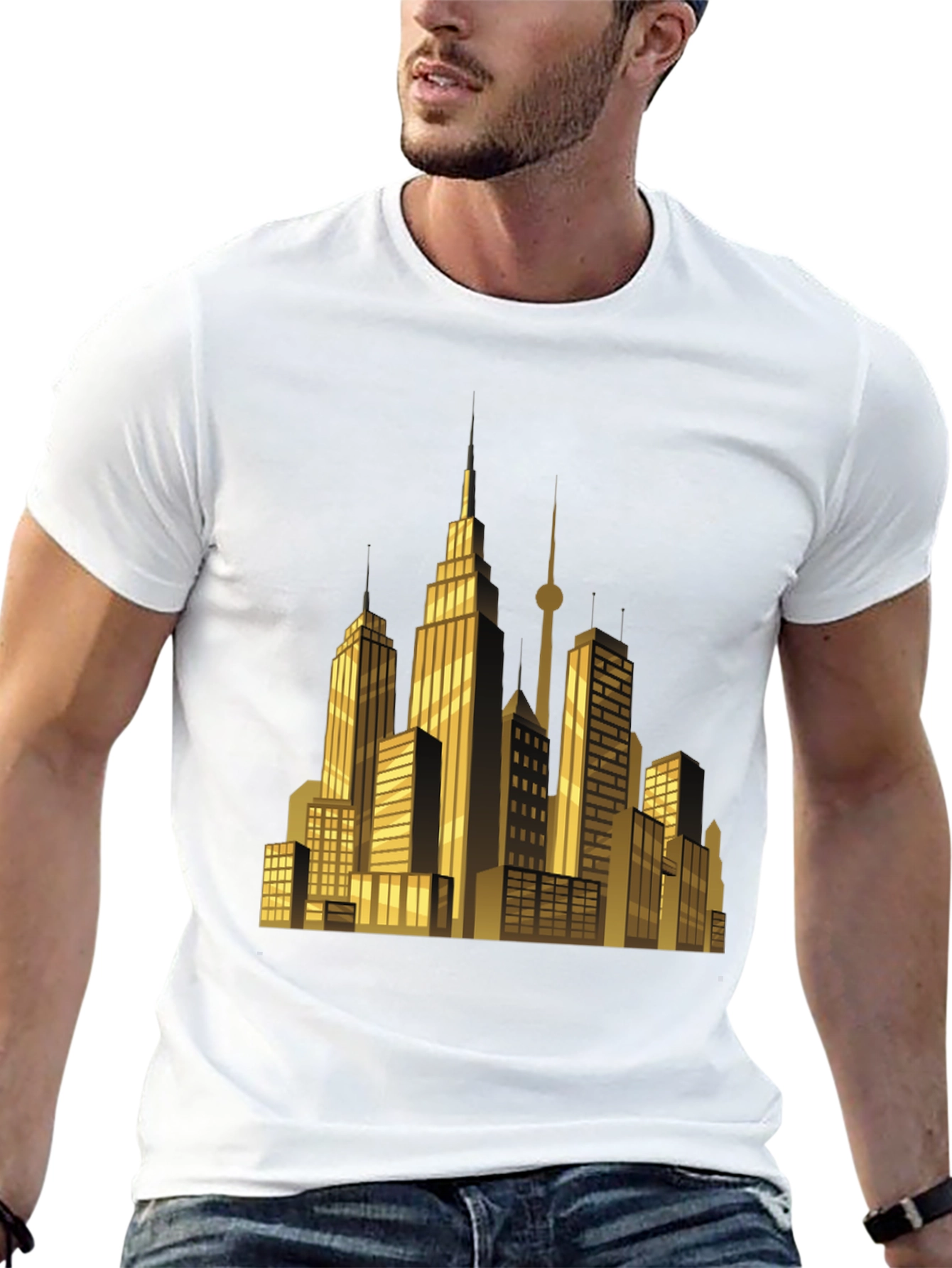 Cityscape Graphic T-Shirt - Sleek Black Tee