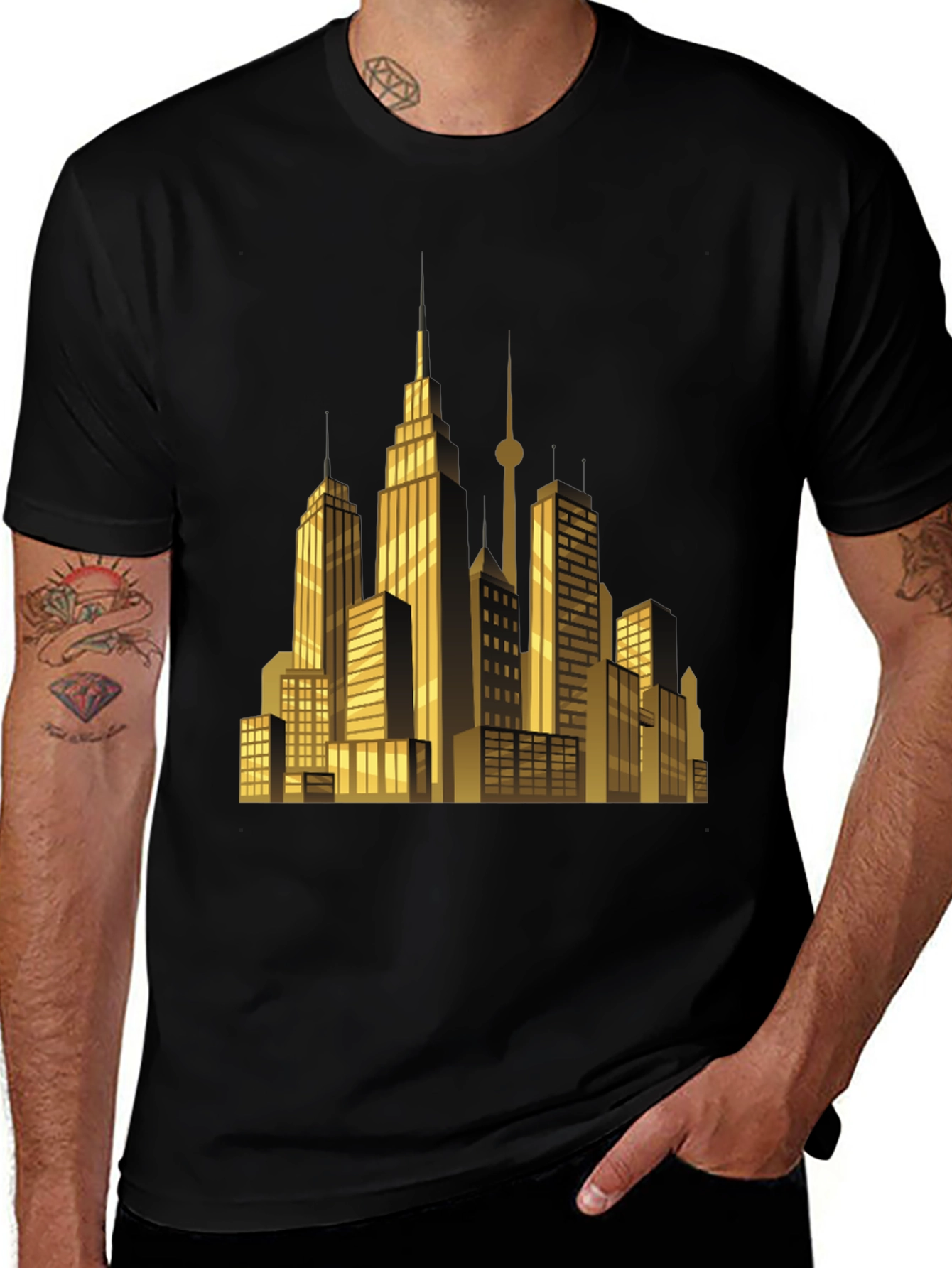 Cityscape Graphic T-Shirt - Sleek Black Tee