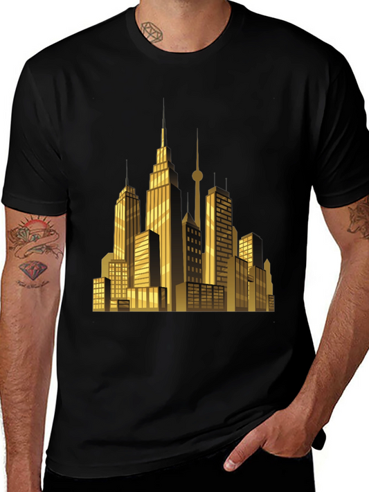 Cityscape Graphic T-Shirt - Sleek Black Tee