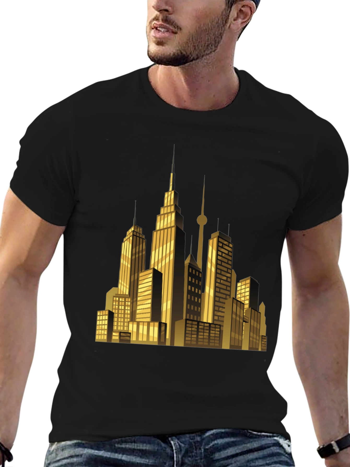 Cityscape Graphic T-Shirt - Sleek Black Tee