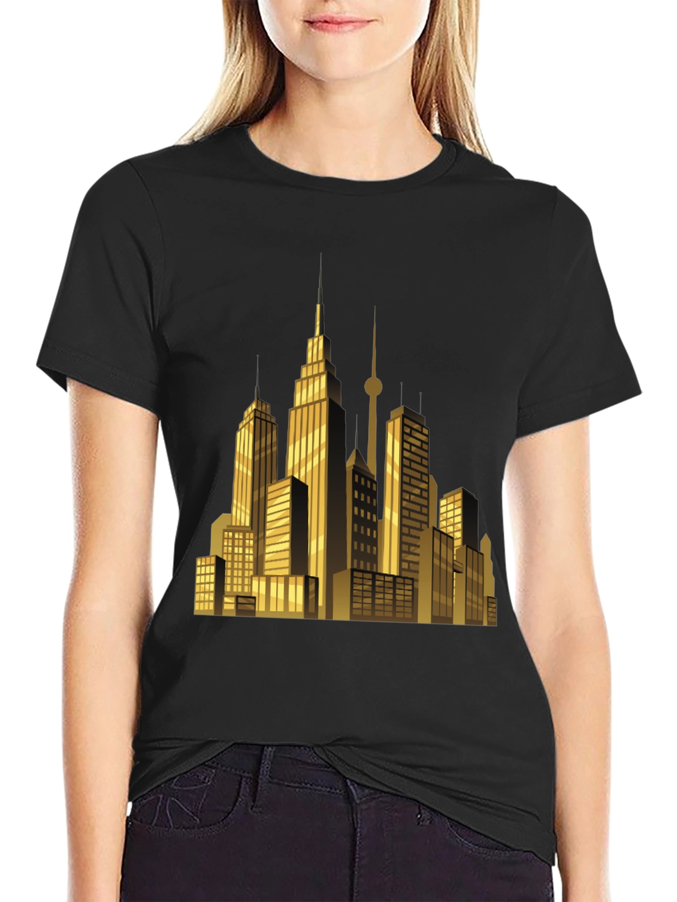 Cityscape Graphic T-Shirt - Sleek Black Tee
