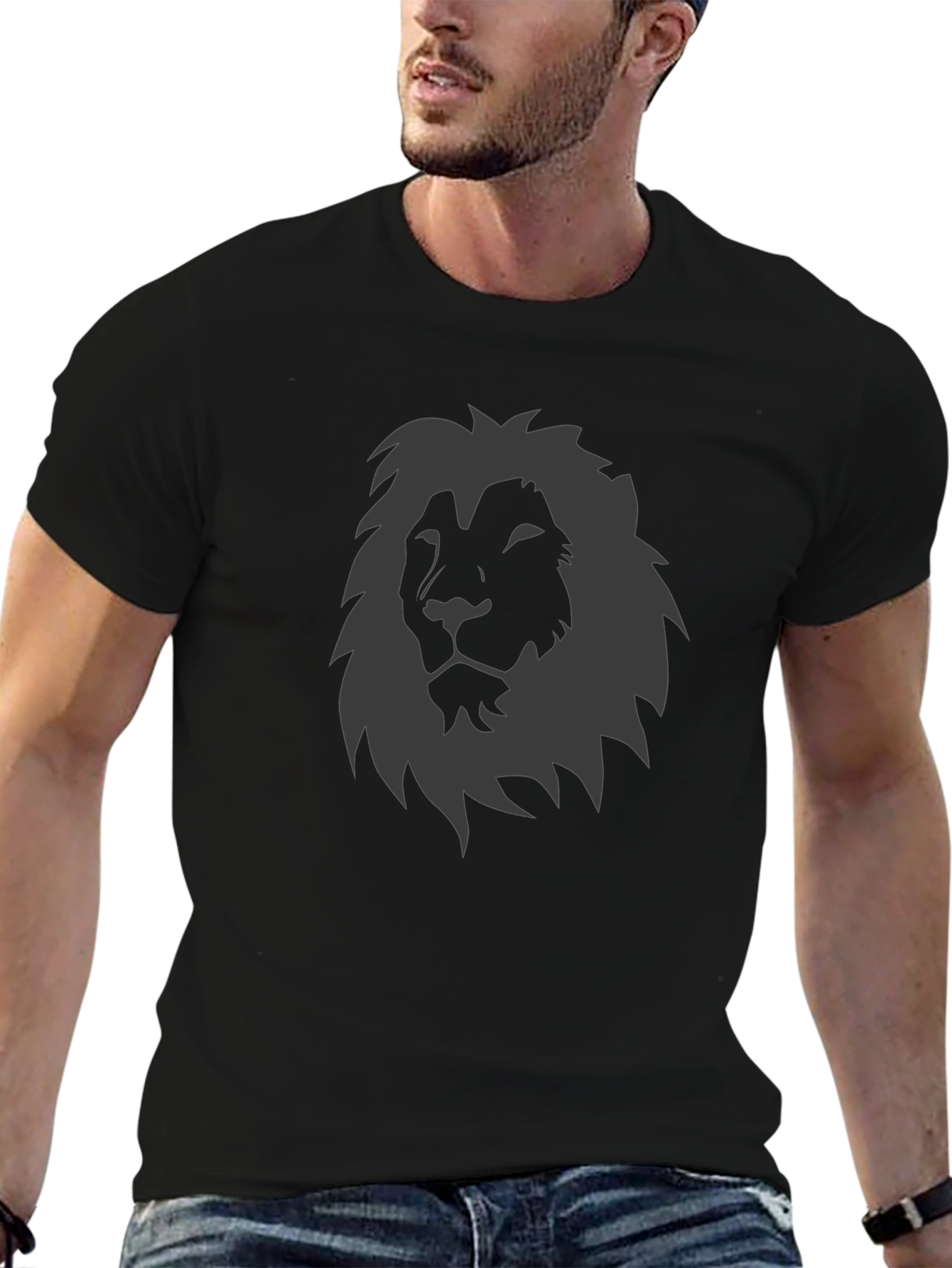 Lion Graphic Tee - Black T-Shirt for Men