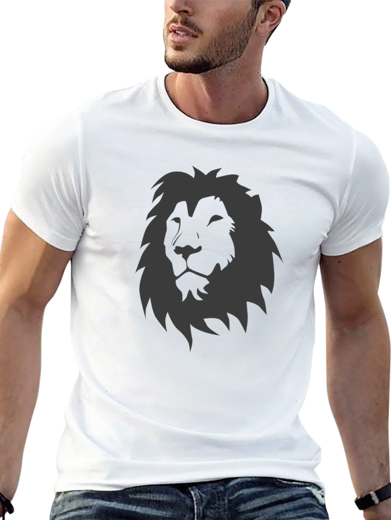 Lion Graphic Tee - Black T-Shirt for Men