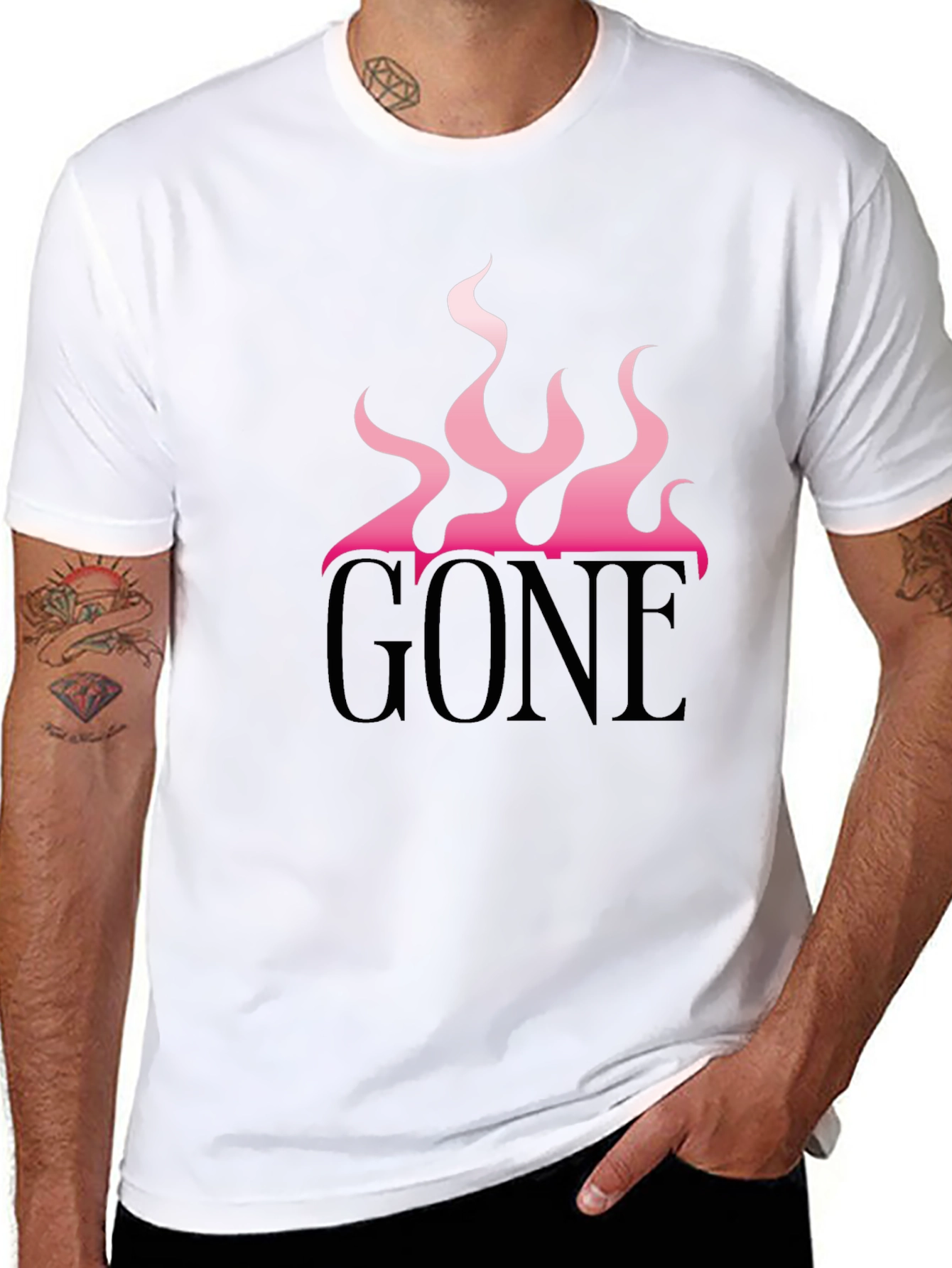 GONE Graphic Tee - Pink Flames Black T-Shirt