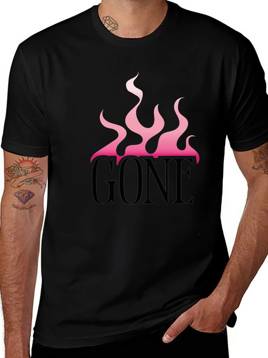GONE Graphic Tee - Pink Flames Black T-Shirt