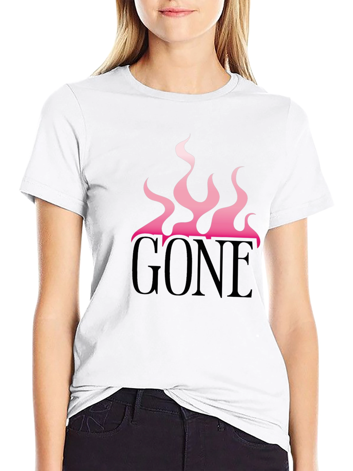 GONE Graphic Tee - Pink Flames Black T-Shirt