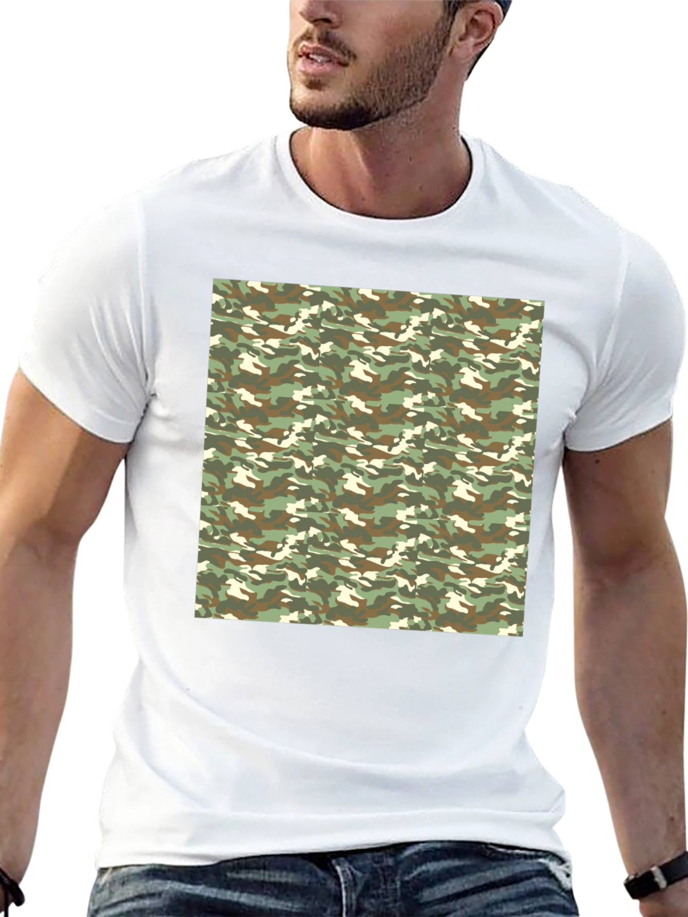 Camouflage Print Black T-Shirt