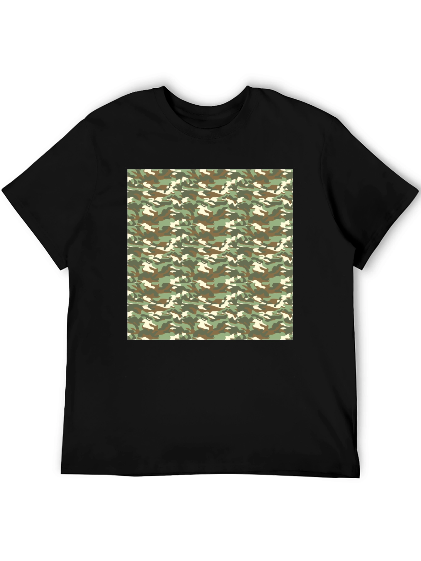 Camouflage Print Black T-Shirt