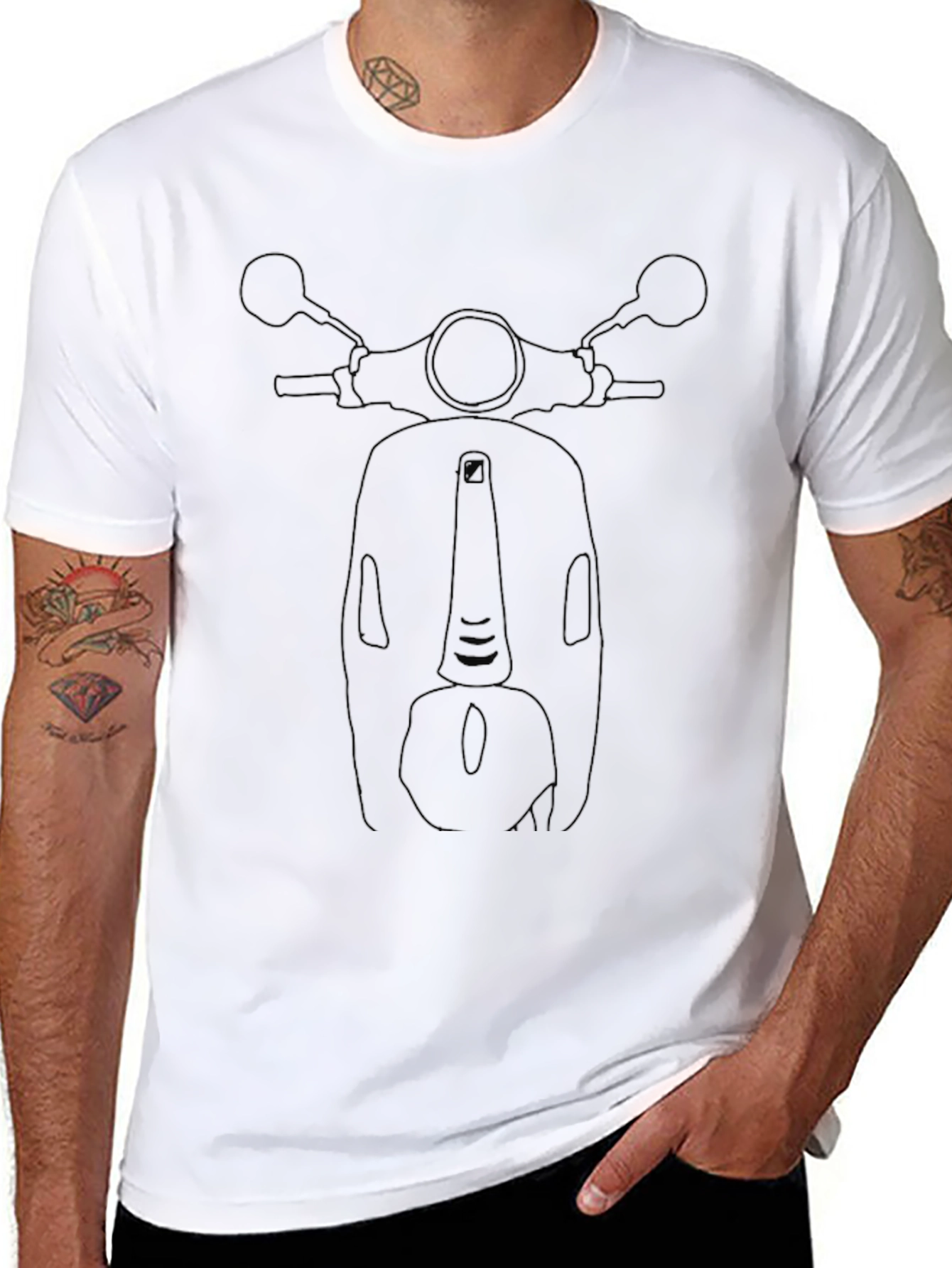 Scooter Outline T-Shirt - Black Graphic Tee