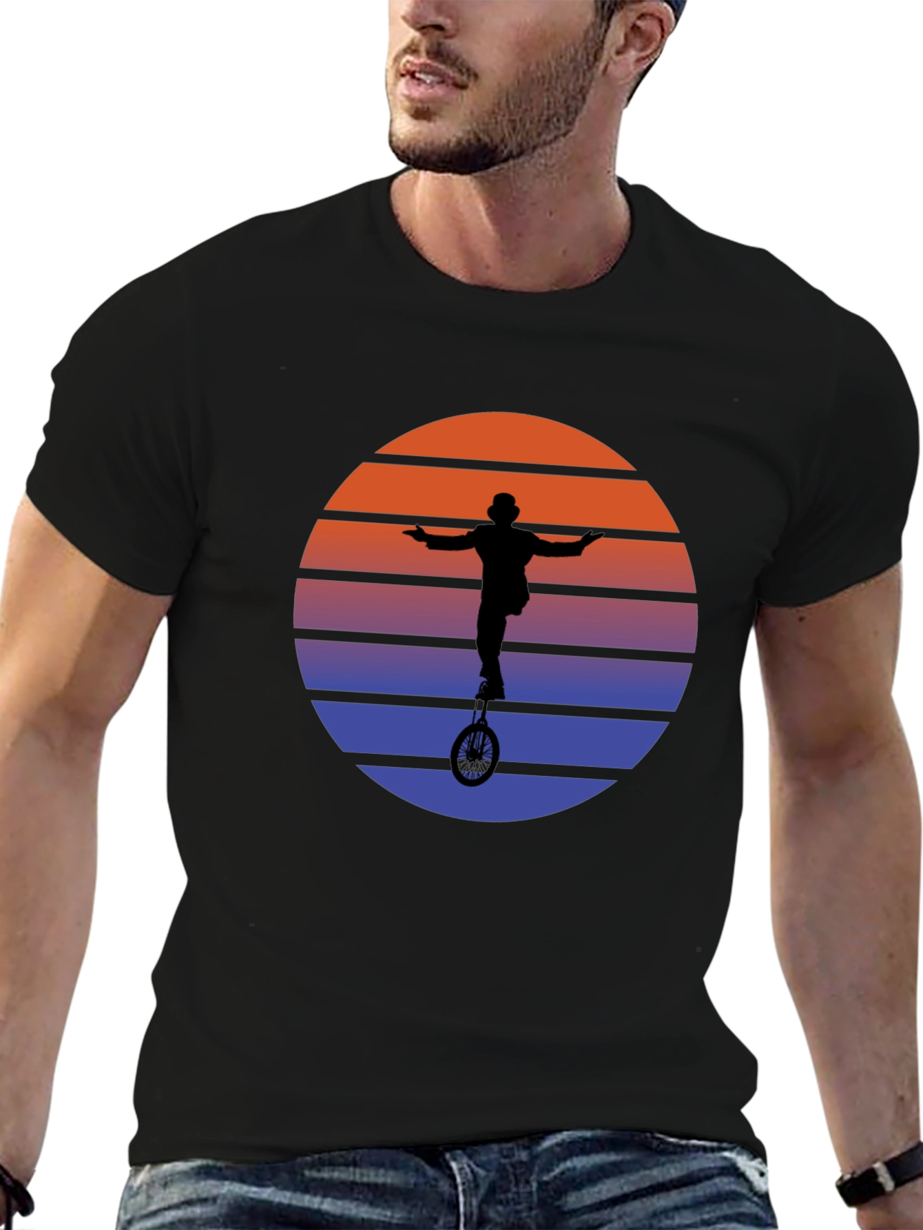 Retro Sunset Unicycle T-Shirt