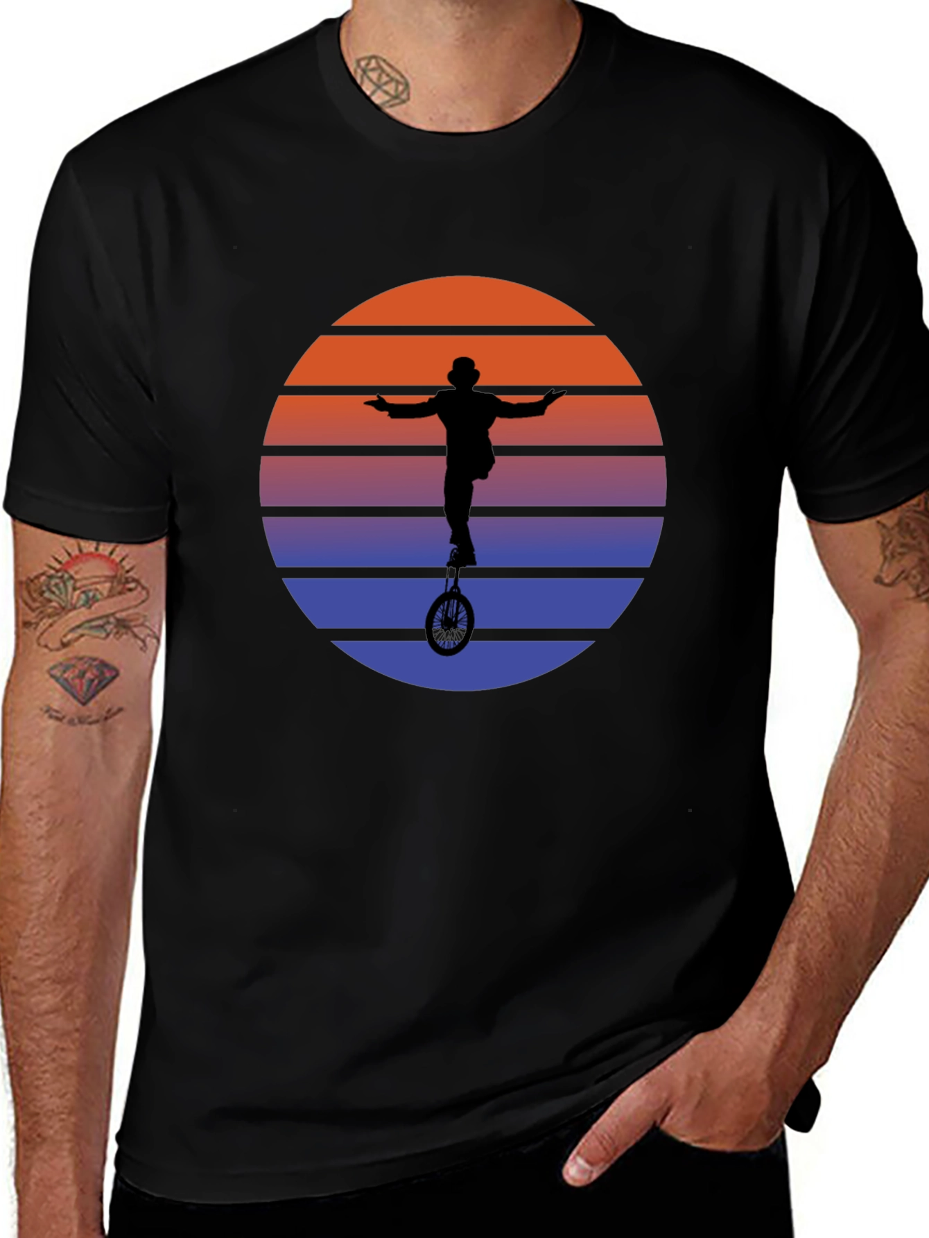 Retro Sunset Unicycle T-Shirt