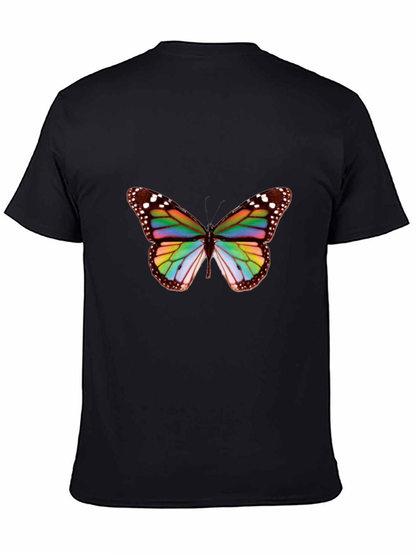 Rainbow Butterfly Graphic Black Tee