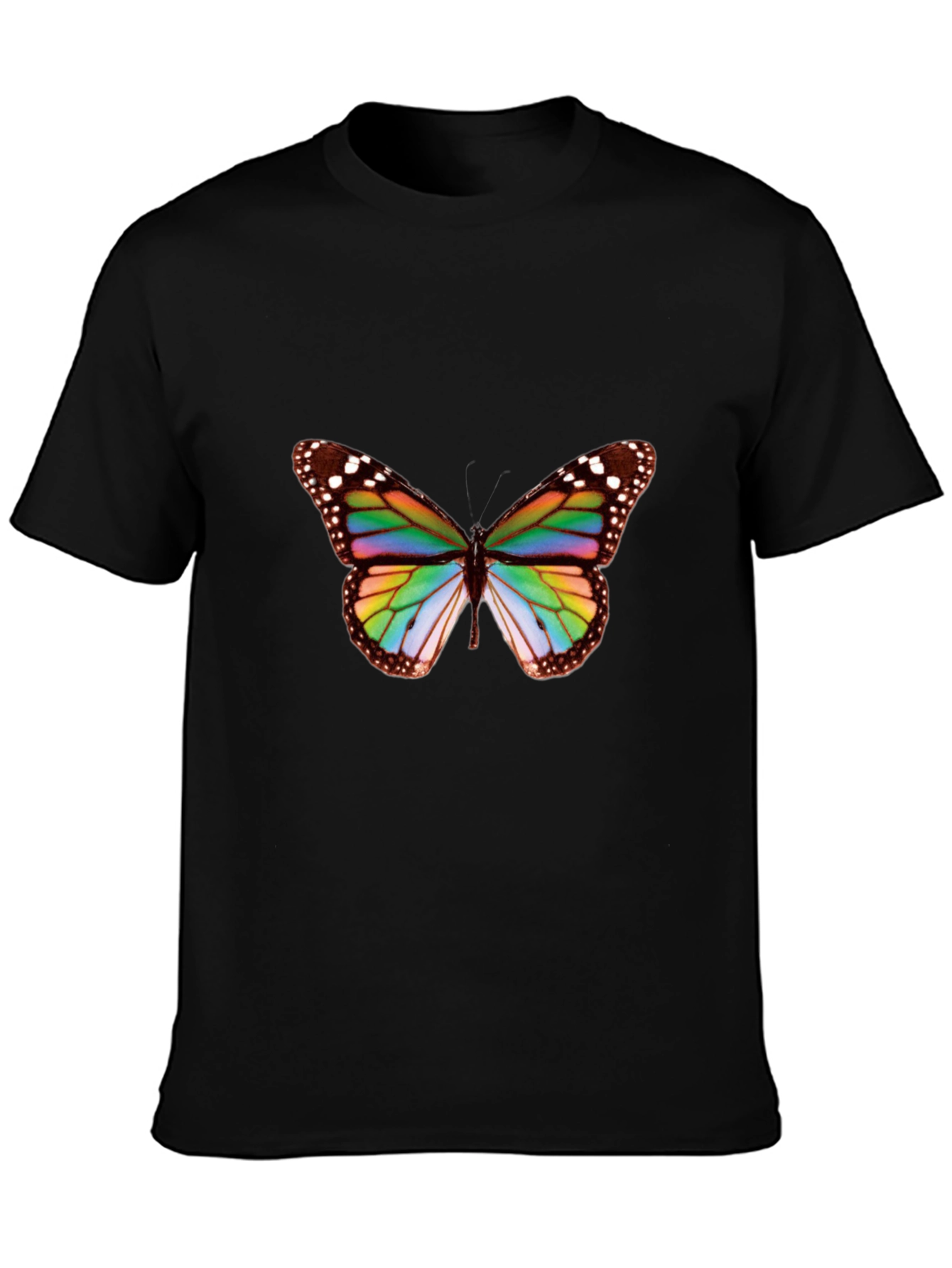 Rainbow Butterfly Graphic Black Tee
