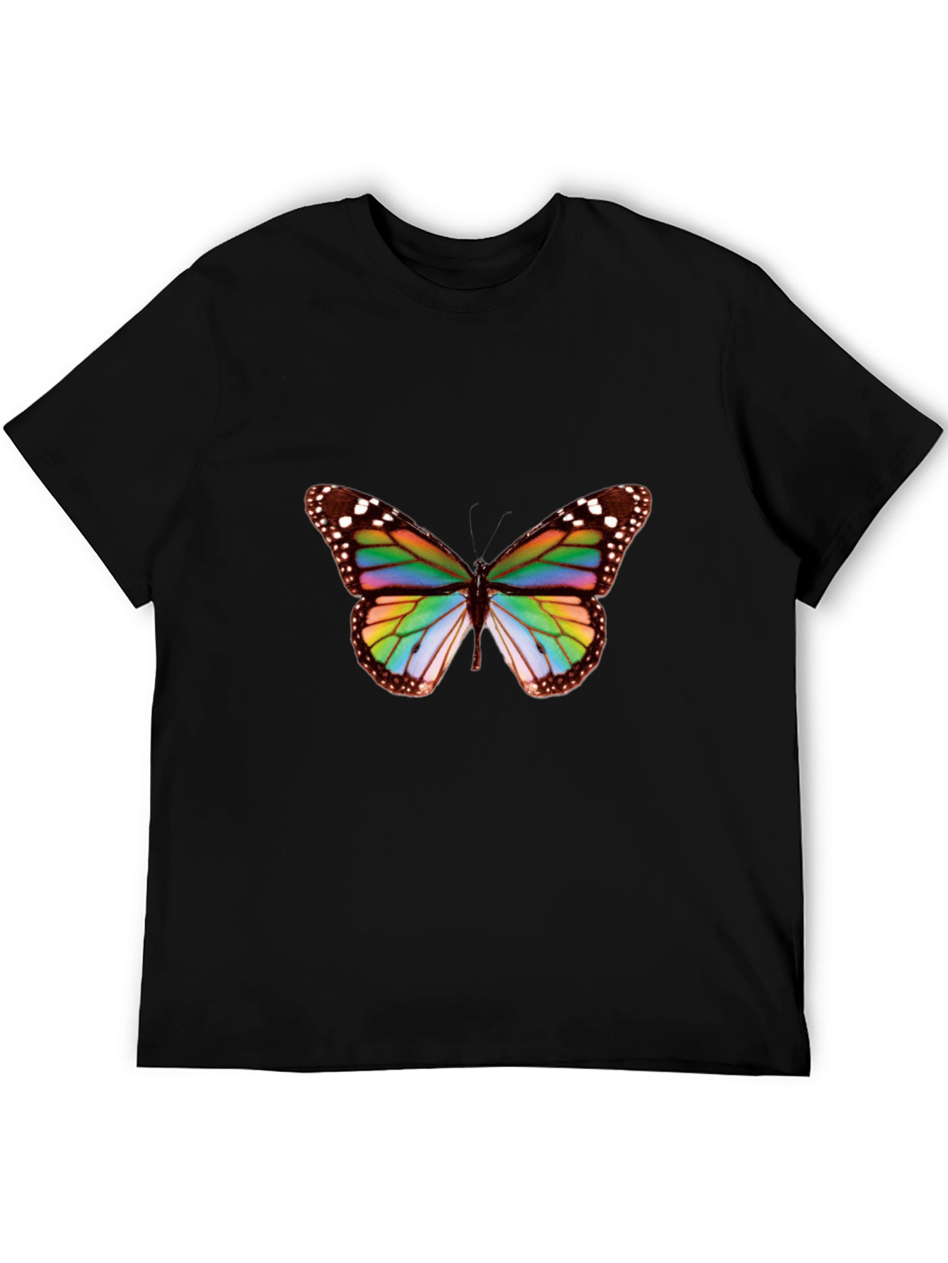 Rainbow Butterfly Graphic Black Tee