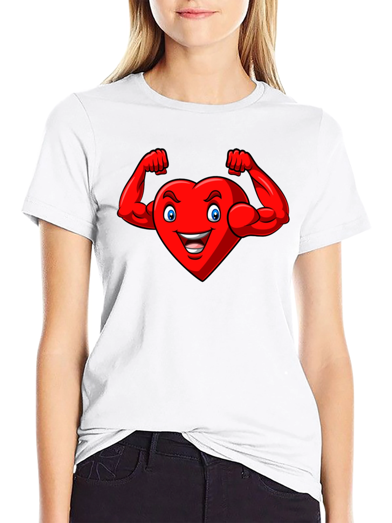 Heart with Muscles Graphic Tee - Black Cotton T-Shirt