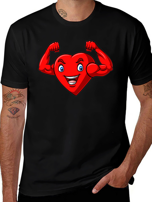 Heart with Muscles Graphic Tee - Black Cotton T-Shirt