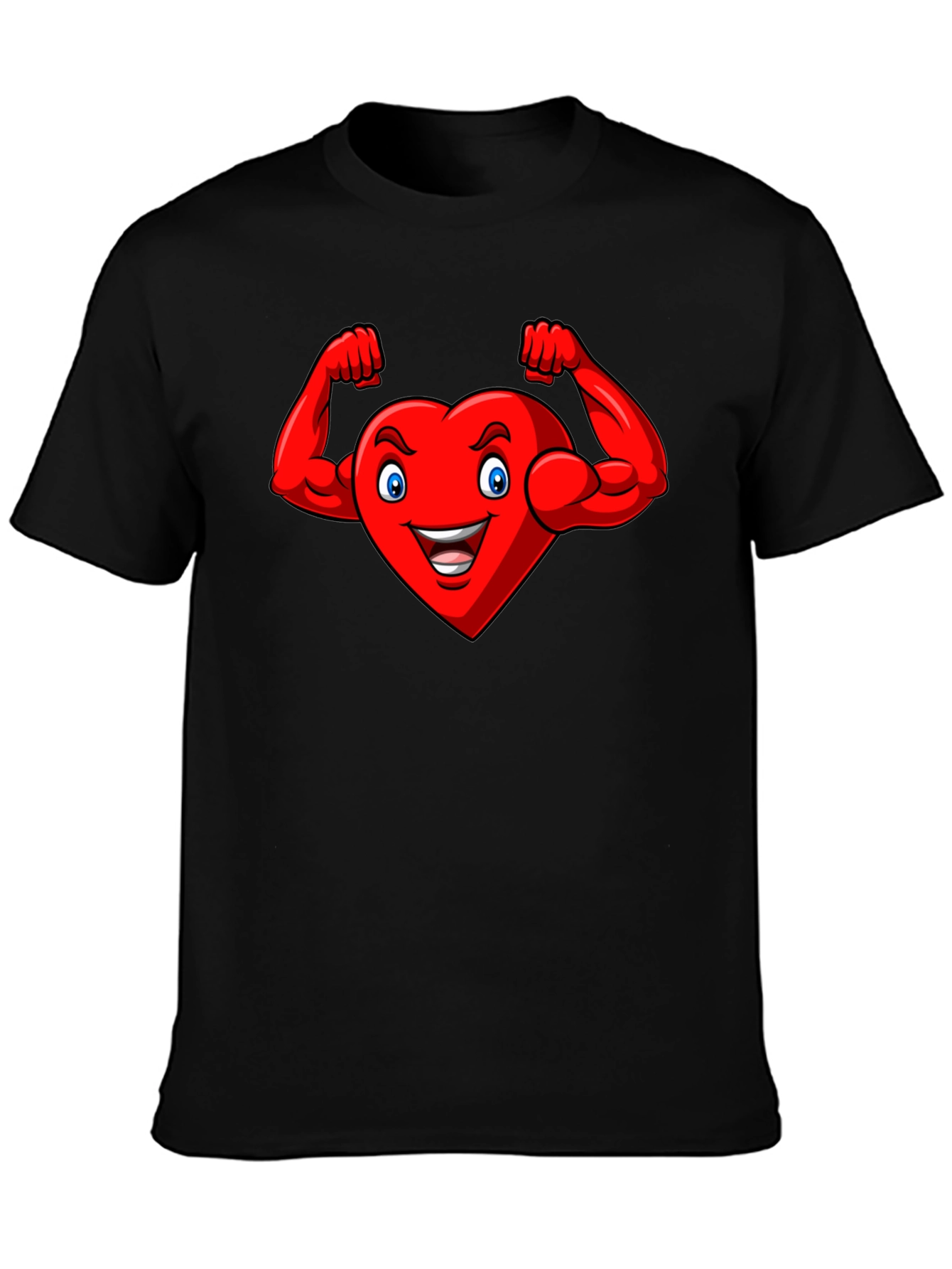 Heart with Muscles Graphic Tee - Black Cotton T-Shirt